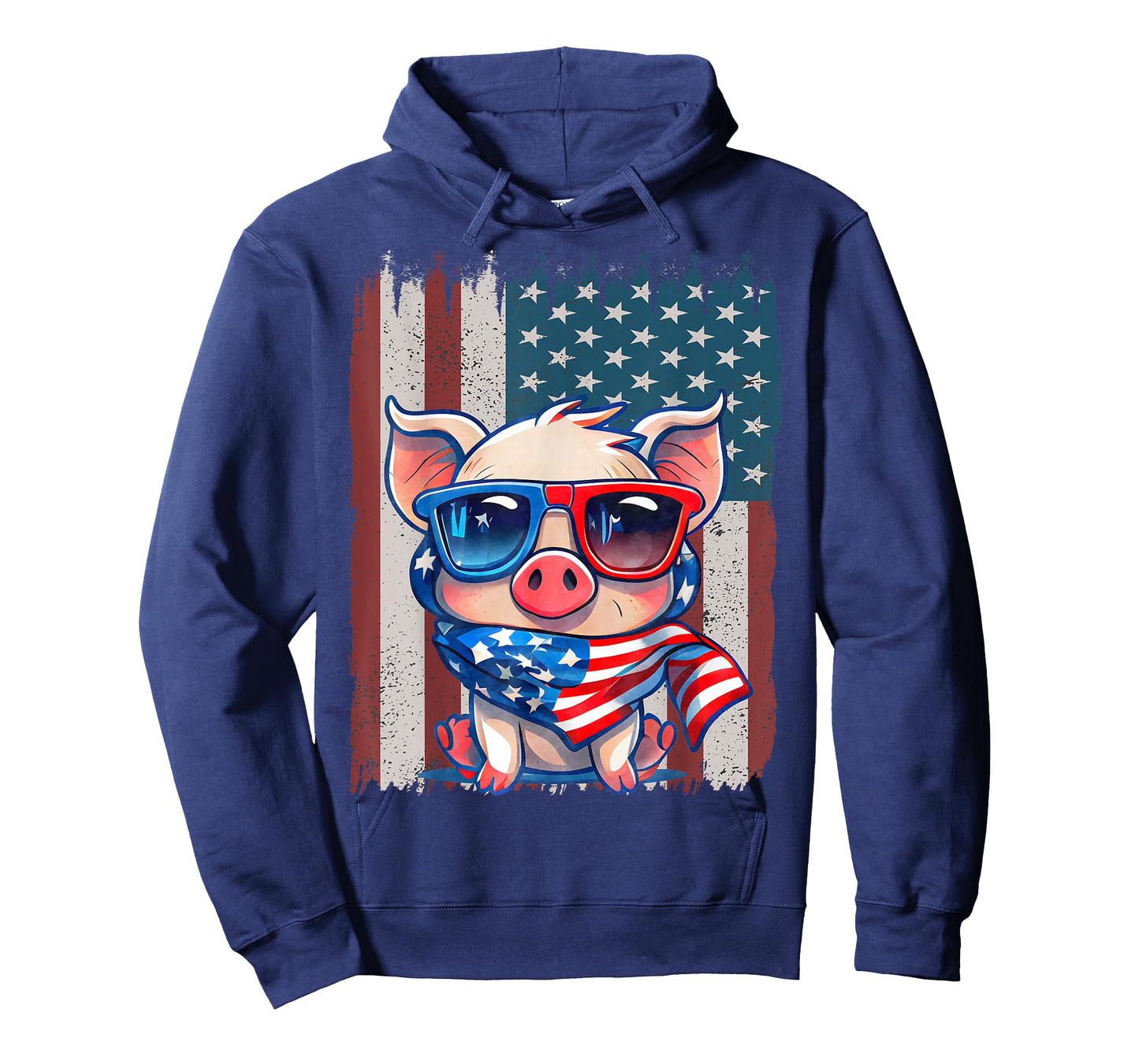 Retro American Flag Pig Dad Mom 4th of July T-Shirt