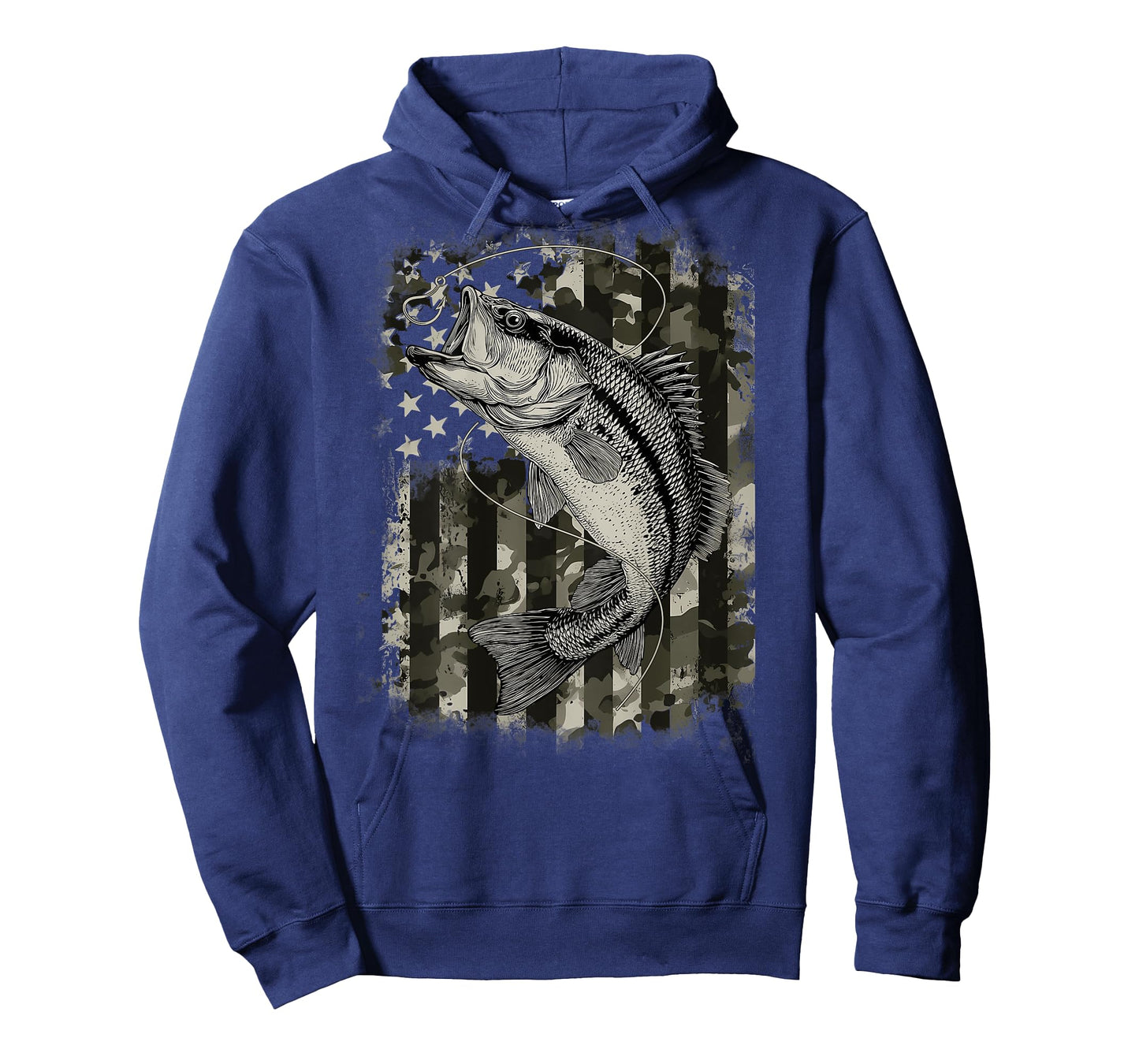 Camouflage American Flag Fisherman Bass Fishing (On Back) T-Shirt