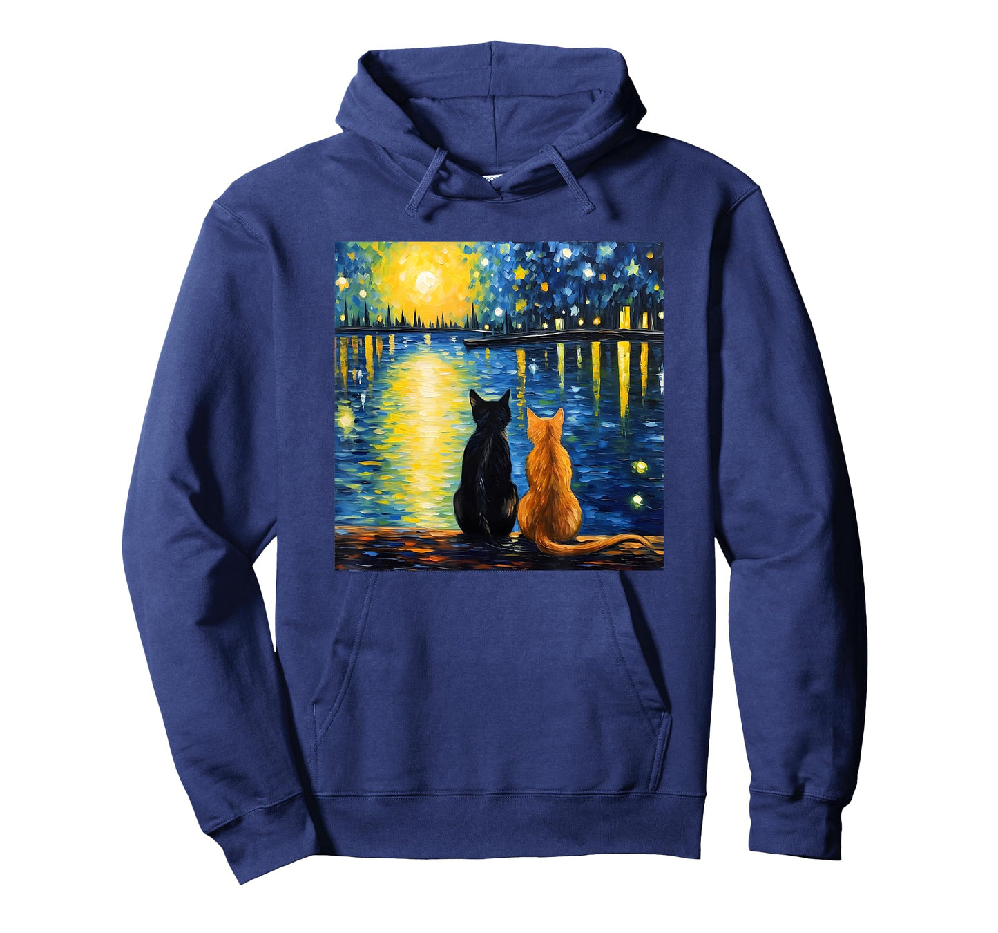 Two Cats Starry Night Lover Cat Art Painting Kitten Van Gogh T-Shirt