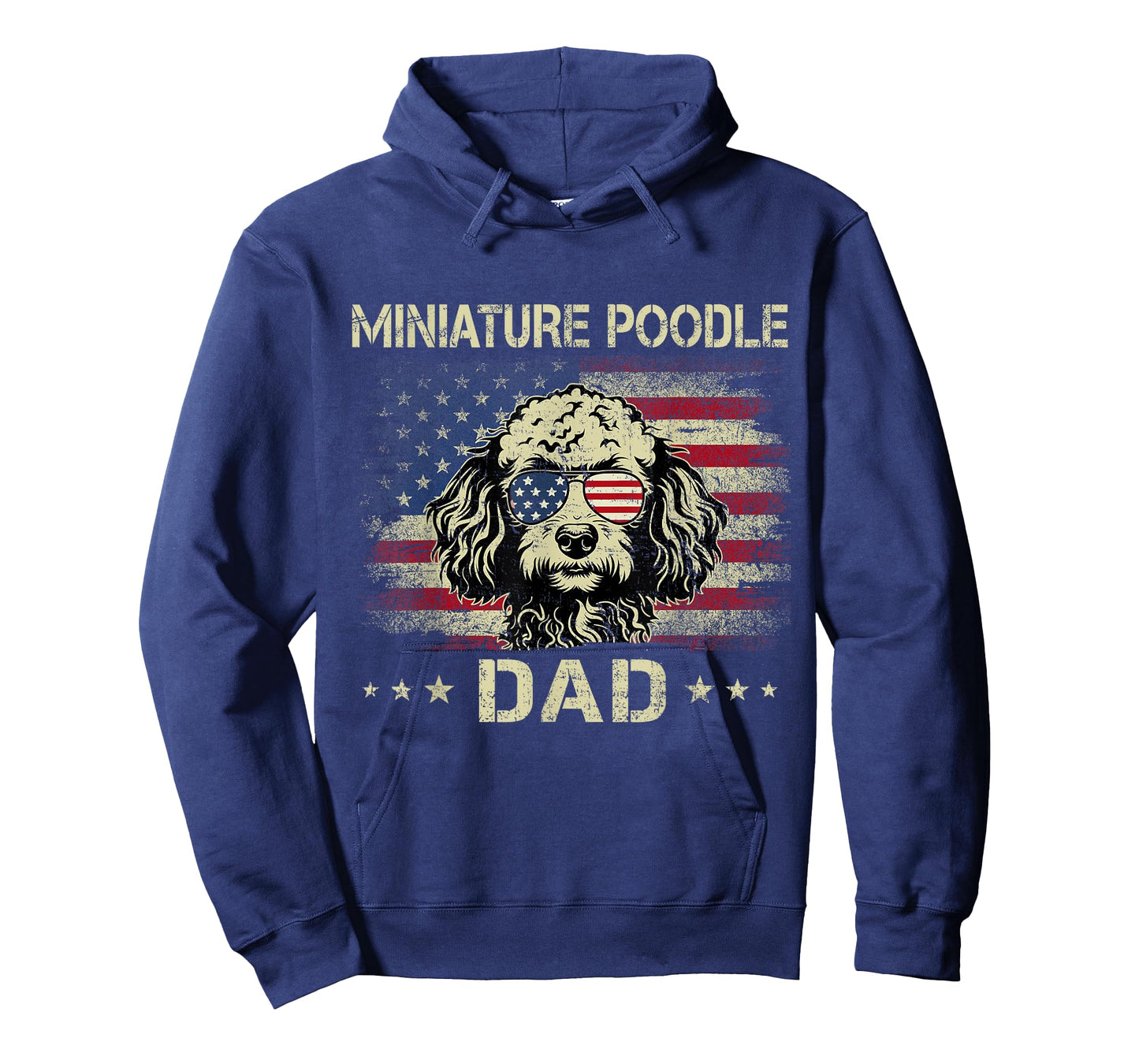 Miniature Poodle Dad Dog Vintage American Flag 4th Of July Men Women Kids T-Shirt