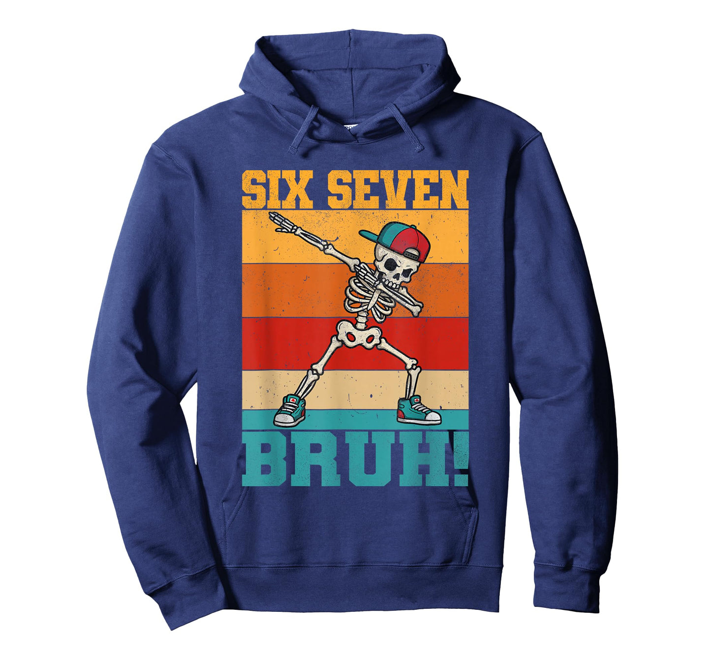Retro Dabbing Skeleton Six Seven Bruh 67 Meme Halloween T-Shirt