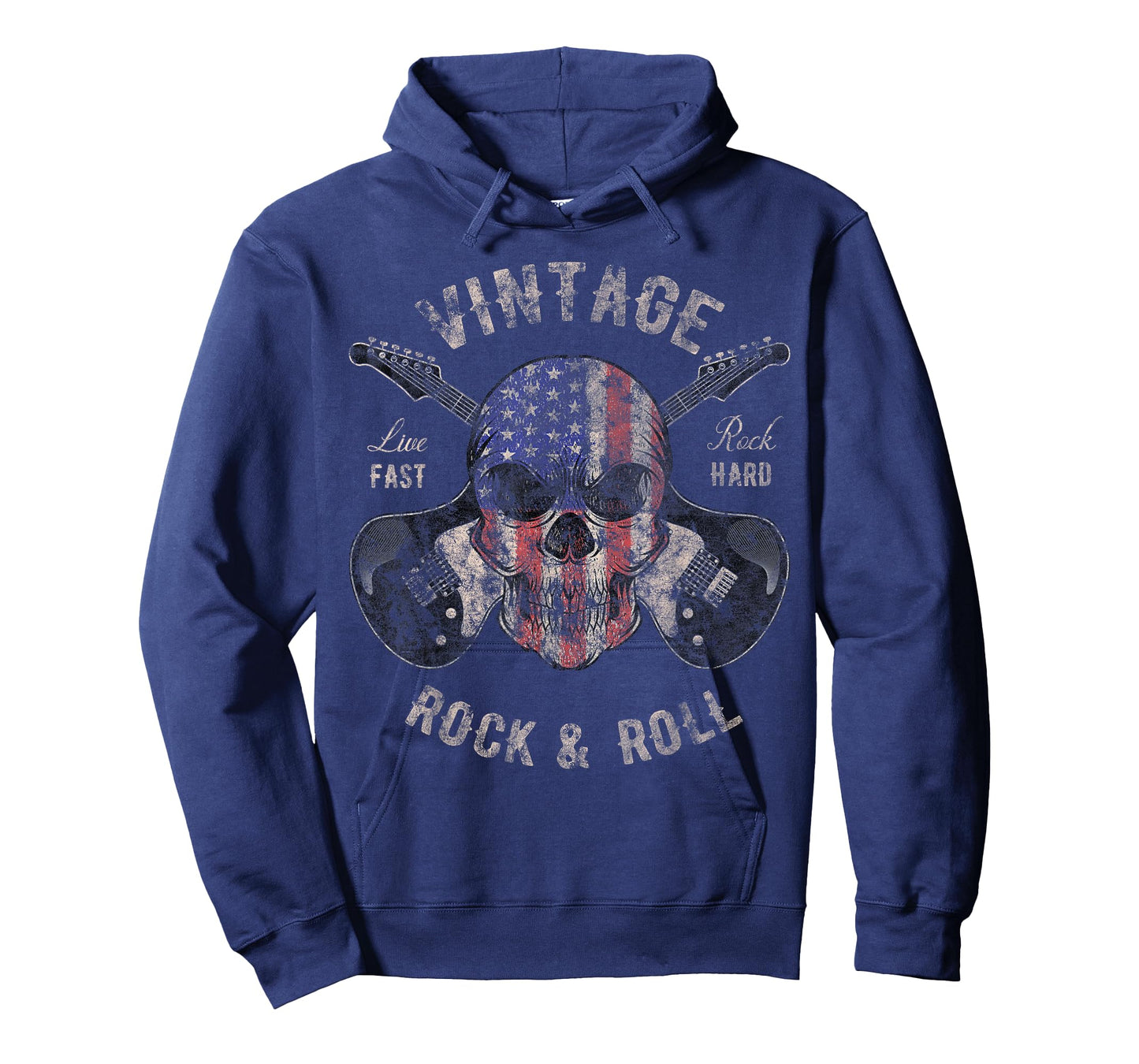 American Flag Guitar Vintage Rock and Roll Skull Guitarist T-Shirt