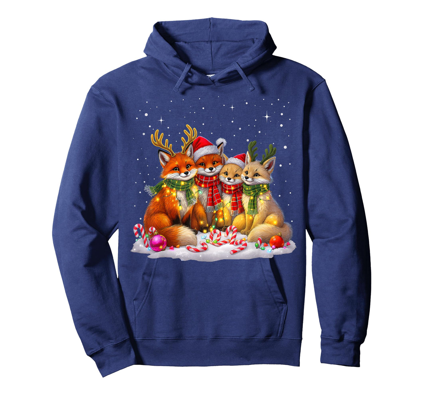 Funny Fox Christmas Lights Santa Xmas Forest Animals Holiday T-Shirt