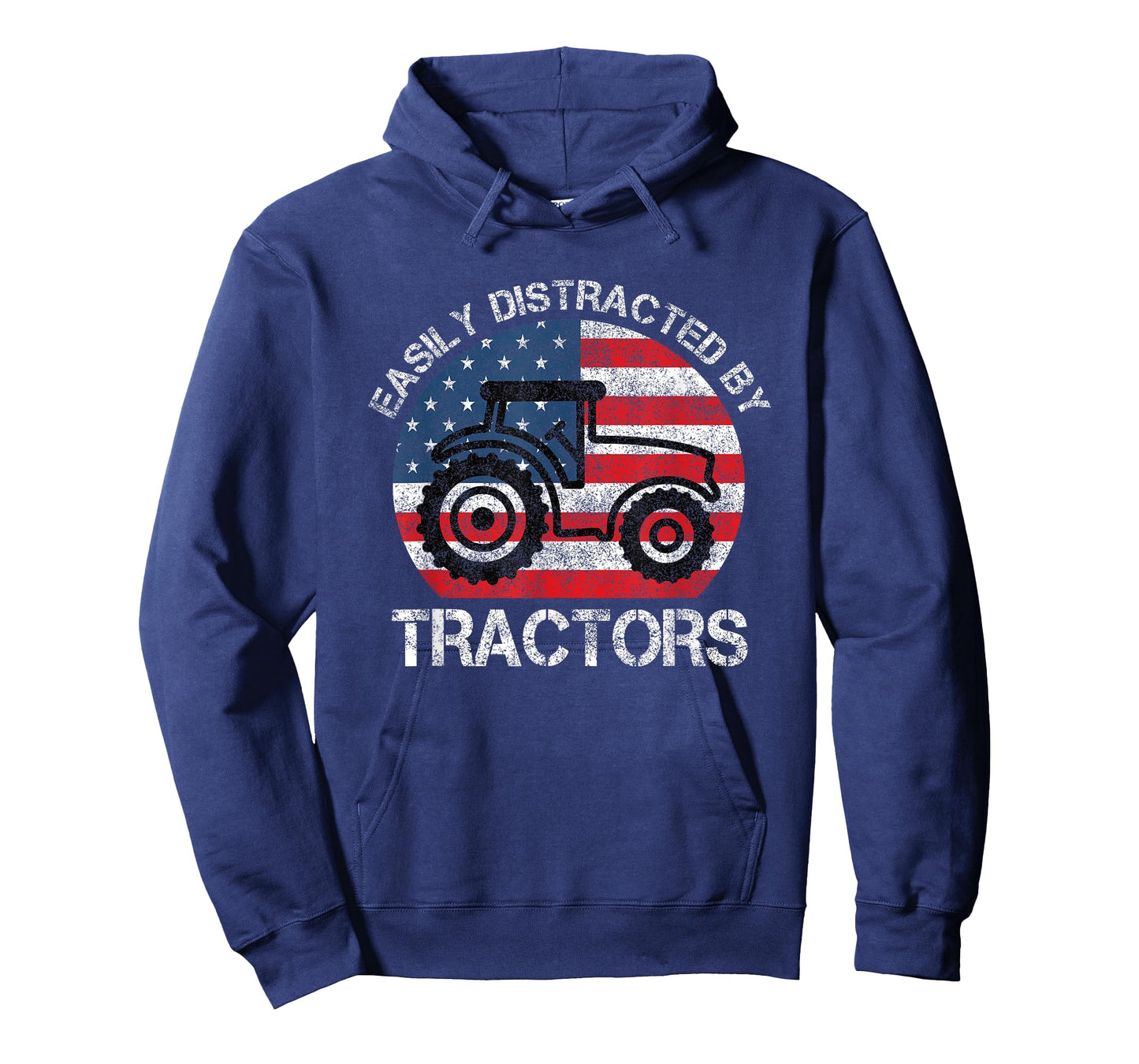 Easily Distracted by Tractors for Patriotic Farmer Vintage T-Shirt