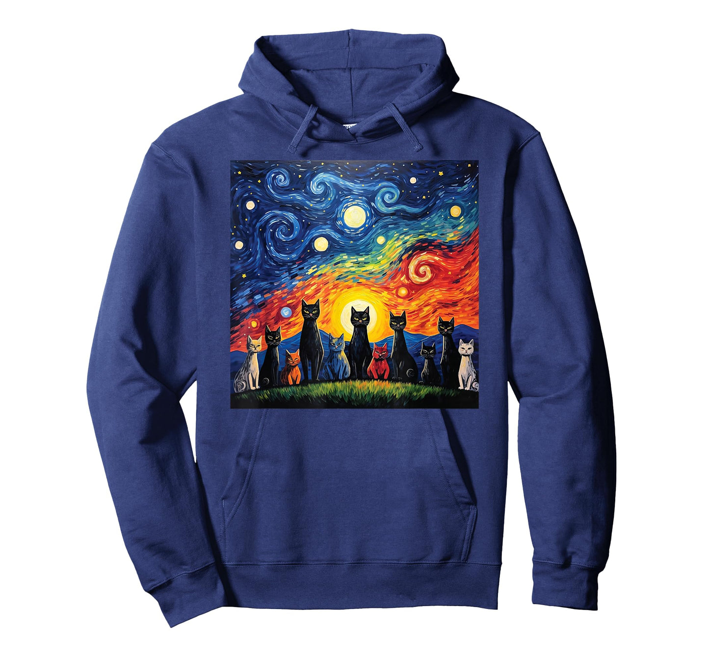 cats family Painting art Starry Night kitty kitten Van Gogh T-Shirt