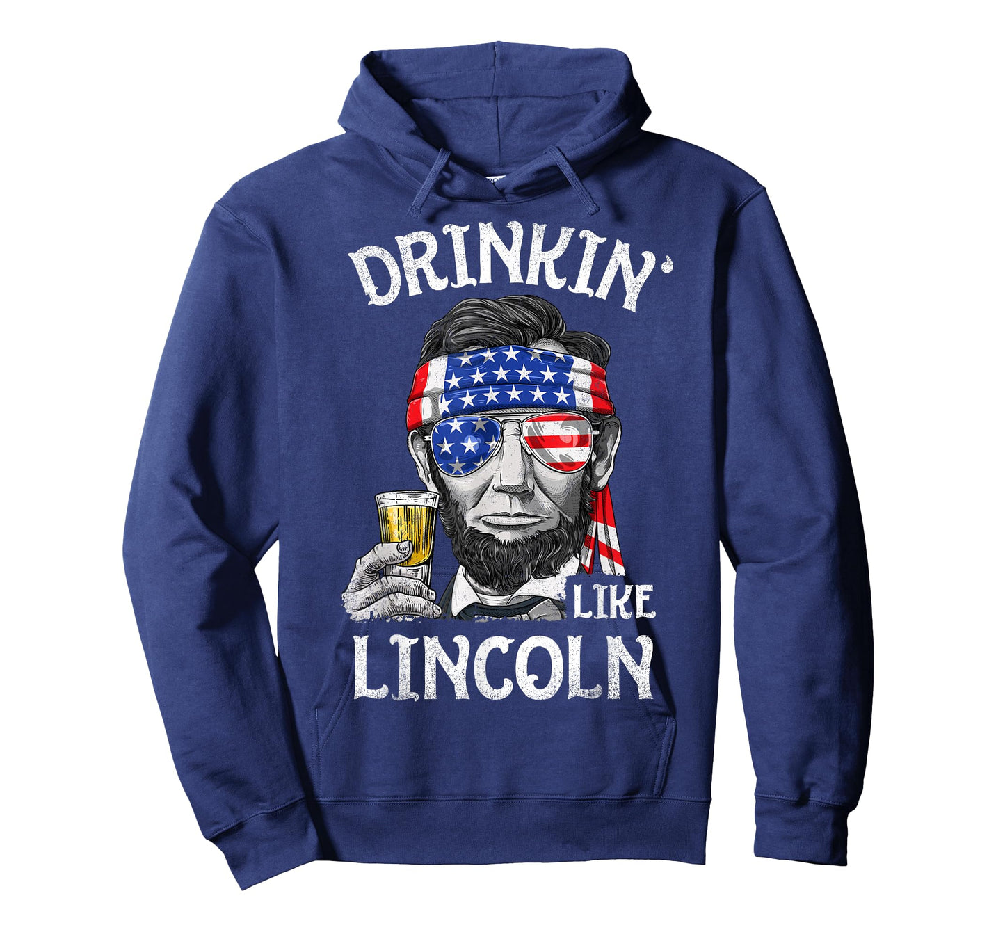 Drinking Like Lincoln 4th of July Men Abraham Merica Flag T-Shirt