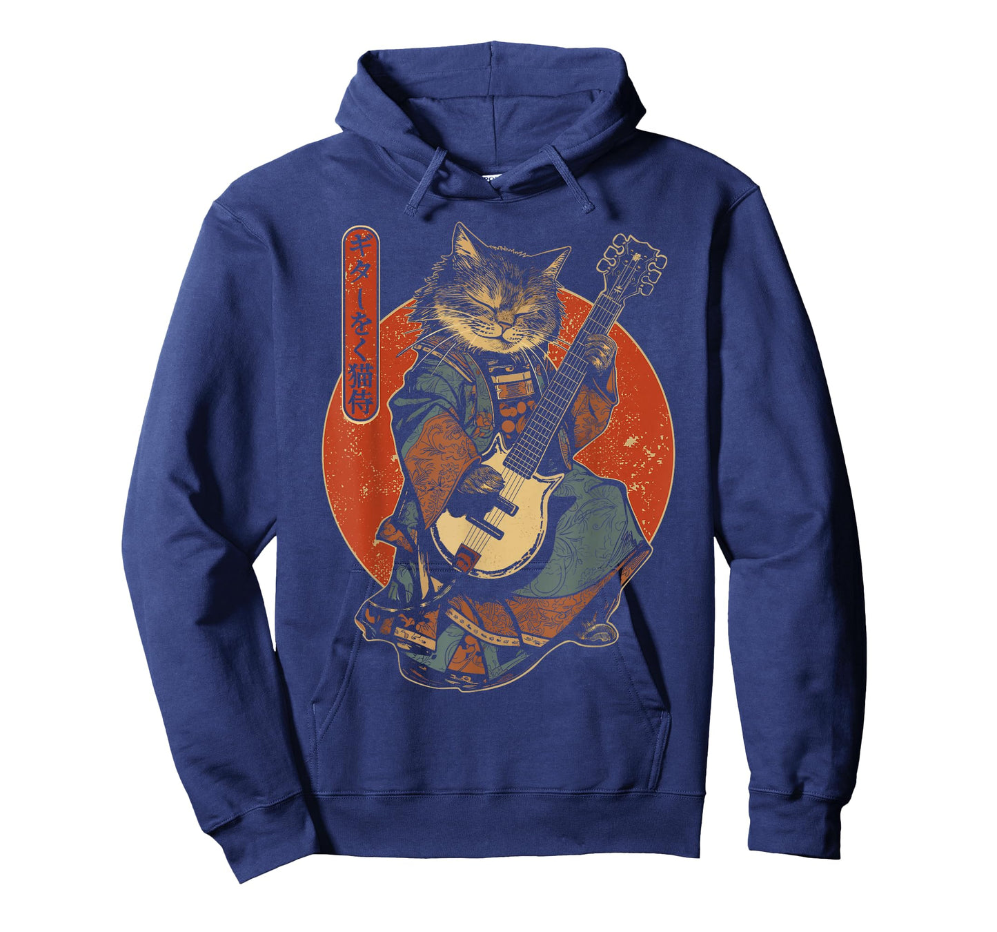 Japanese Samurai Cat Playing The Electric Guitar T-Shirt