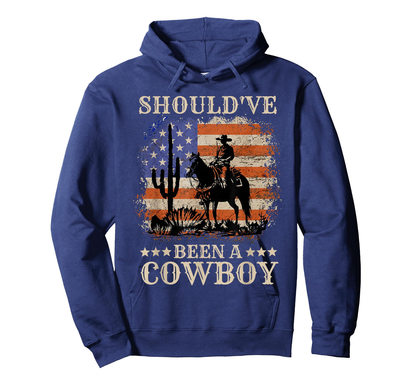 I Should Have Been A Cowboy Western Cowboy With USA Flag T-Shirt