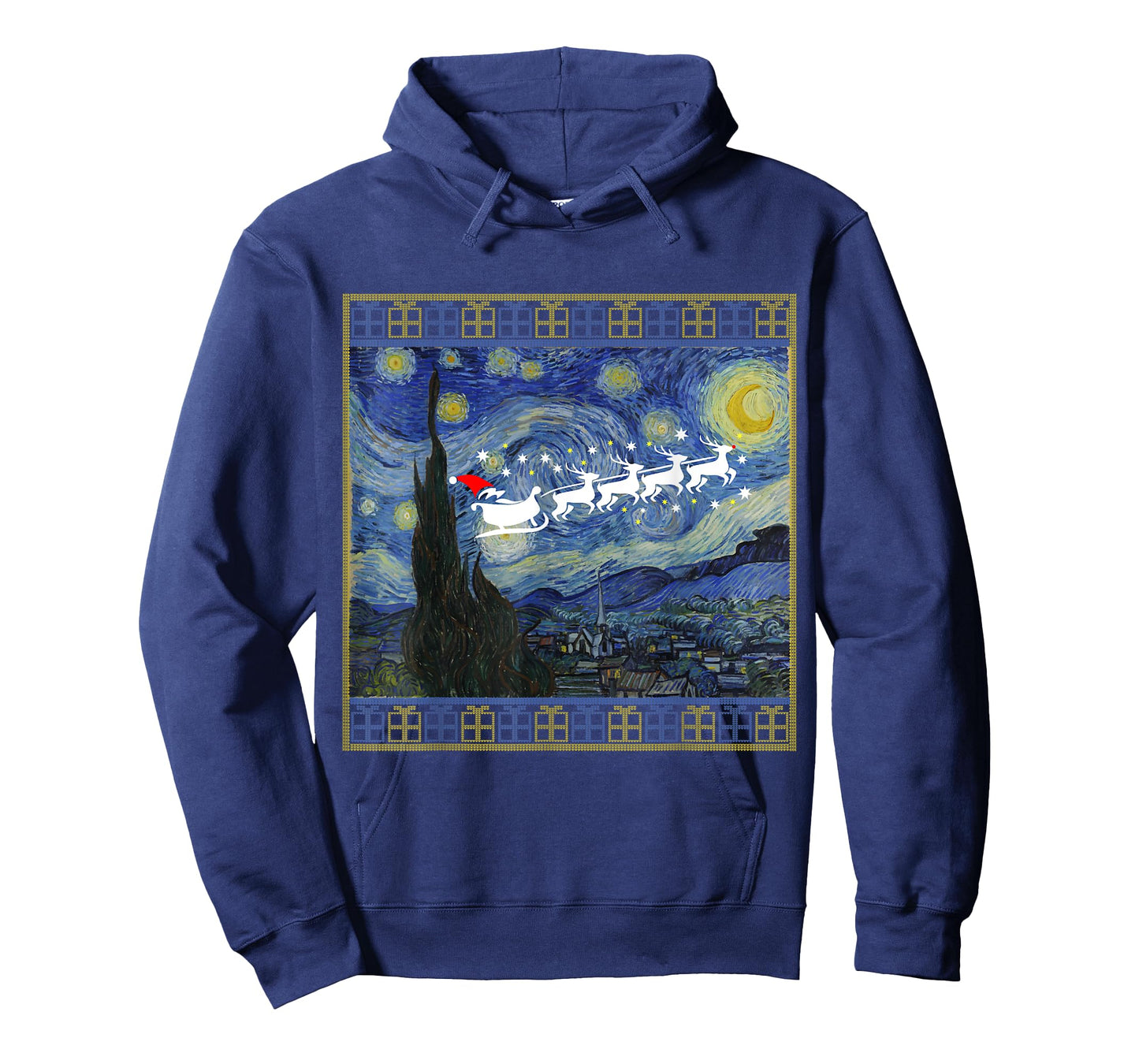 Van Gogh Starry Night Santa Sleigh Christmas T-Shirt