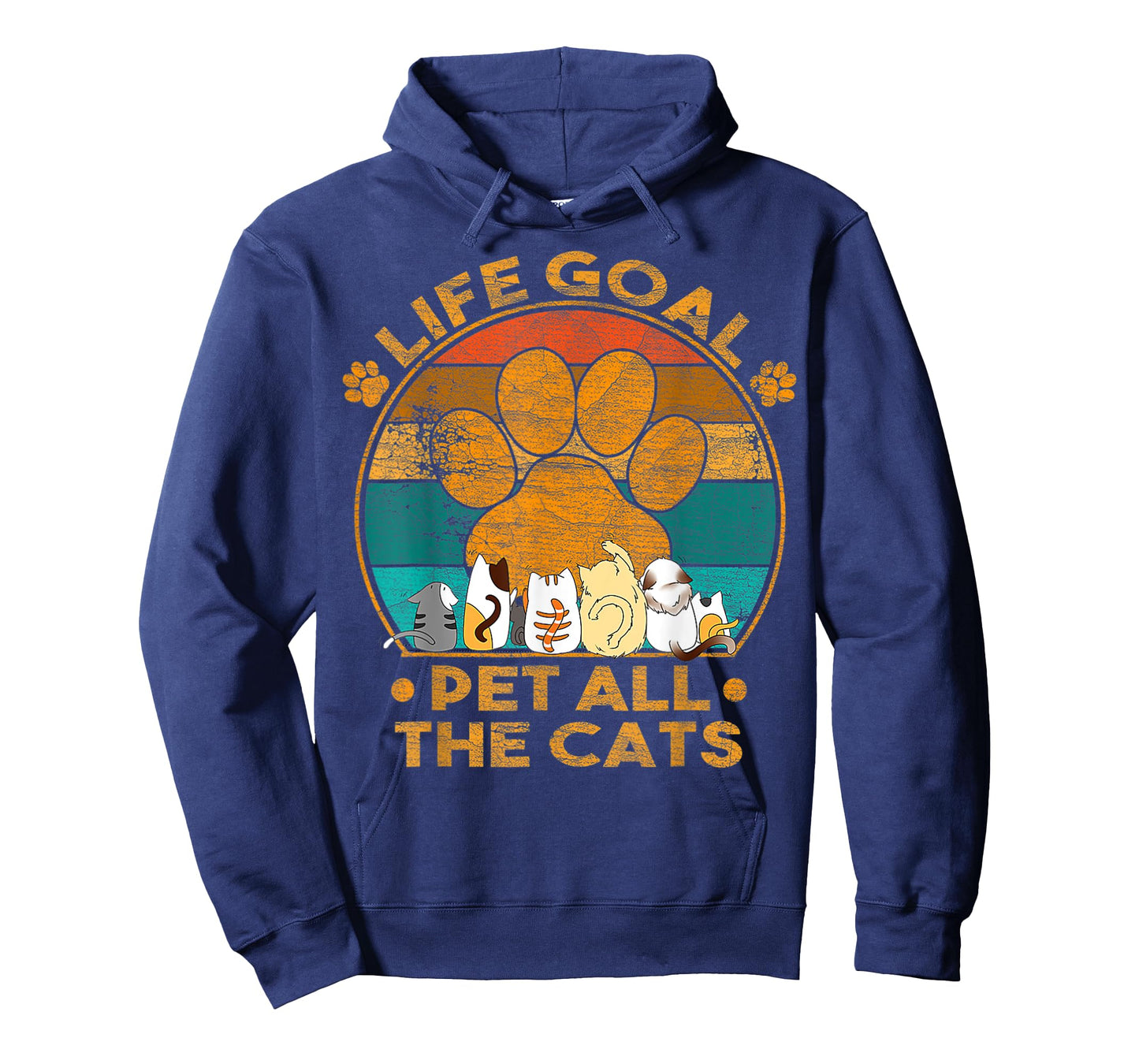 Life Goal Pet All The Cats Vintage Retro Lovers Cats T-Shirt