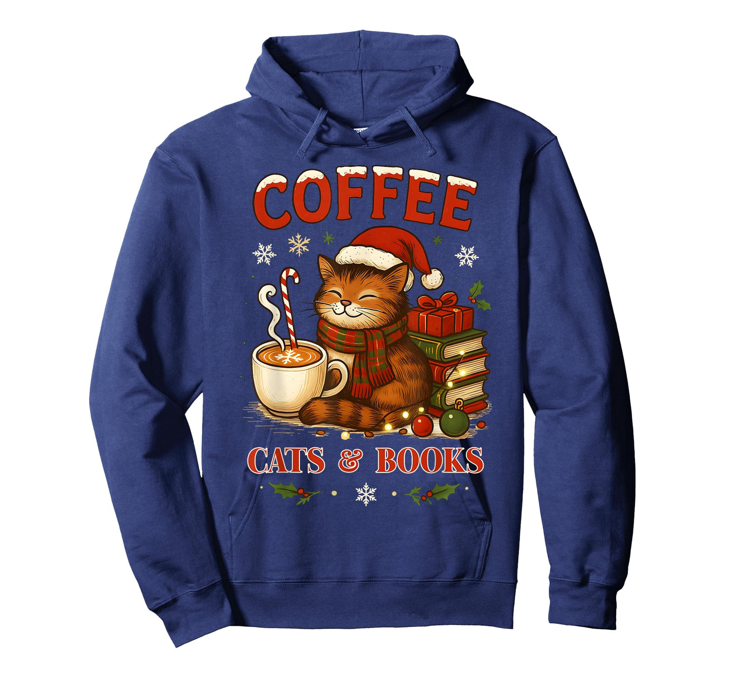 Funny Christmas Cute Coffee Cats Books Lover Gift Idea Women T-Shirt