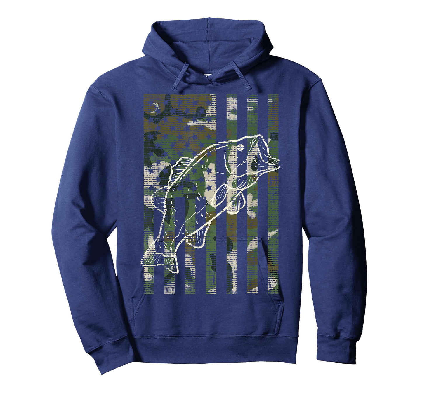 Fishing Camo US Flag Fish Bass Patriot Fisherman Dad Gift T-Shirt