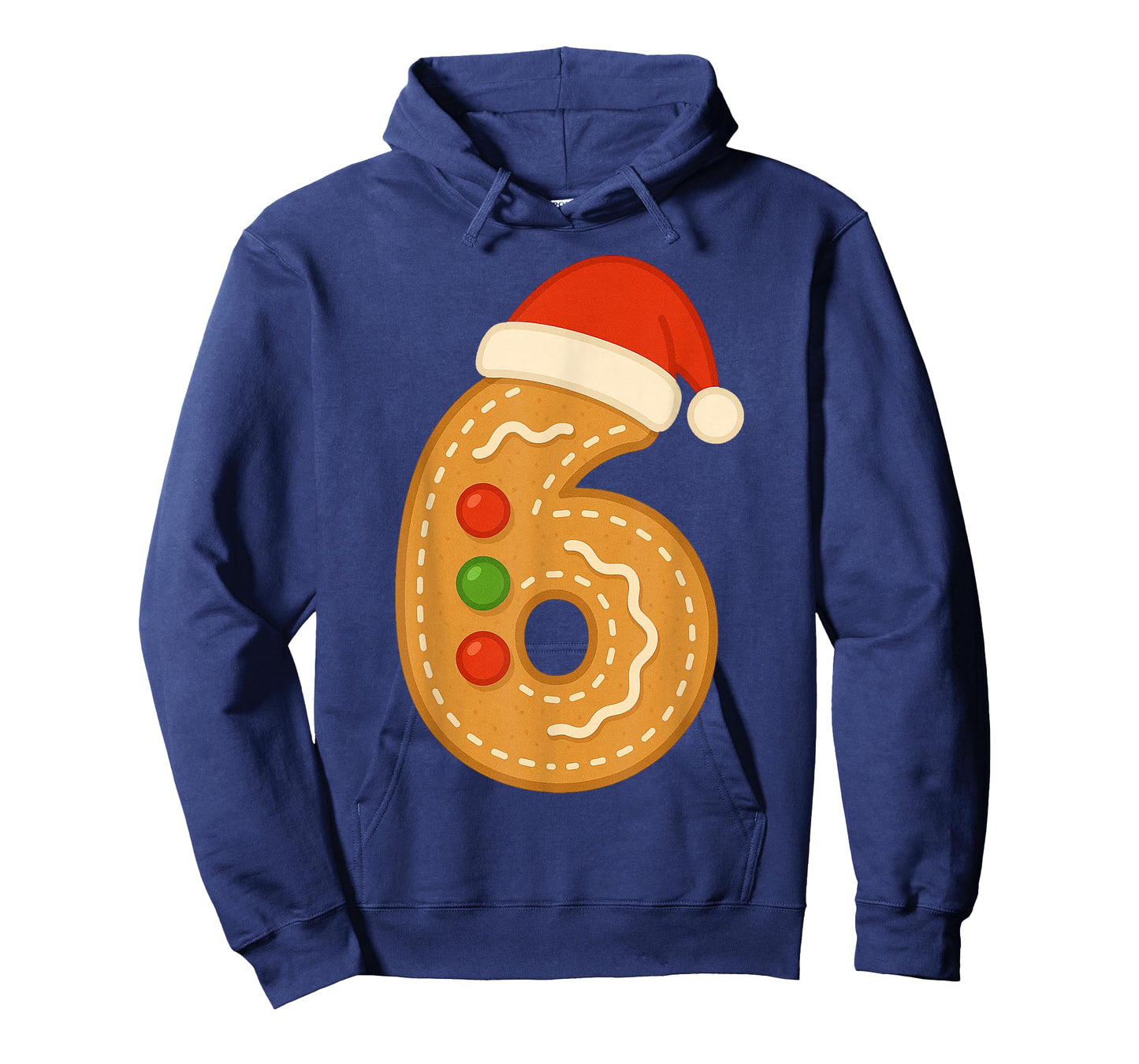 Cute Gingerbread Number 6 with Santa Hat Sixth Christmas T-Shirt