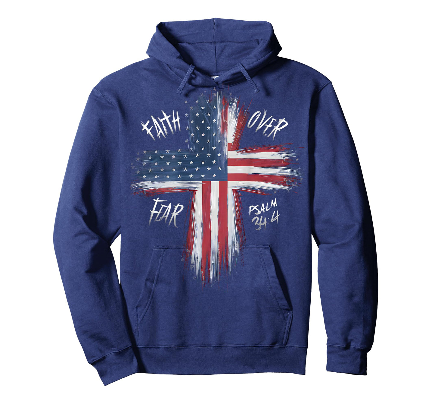 On Back Patriotic USA American Flag Faith Over Fear Prayer T-Shirt