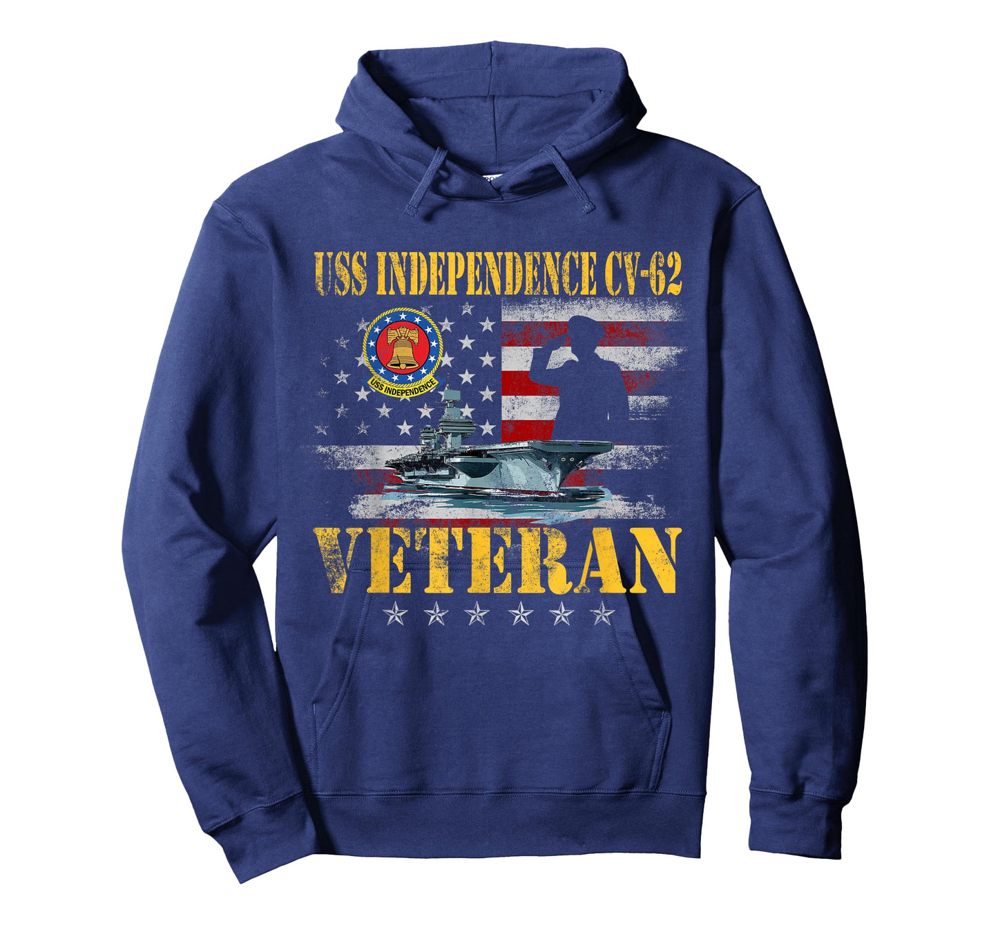 Vintage USS Independence CV-62 Aircraft Carrier Flag Veteran T-Shirt
