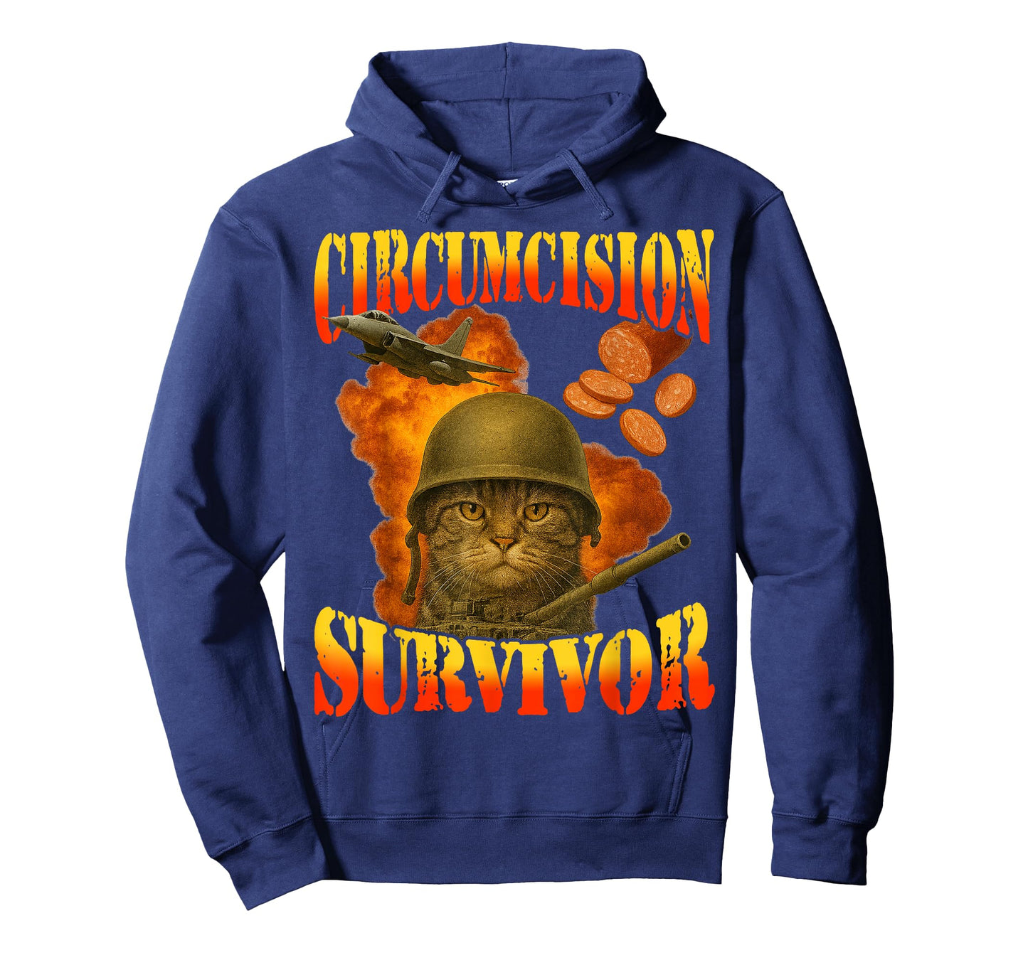 Circumcision Survivor Funny Vintage War Meme Cat Humor T-Shirt