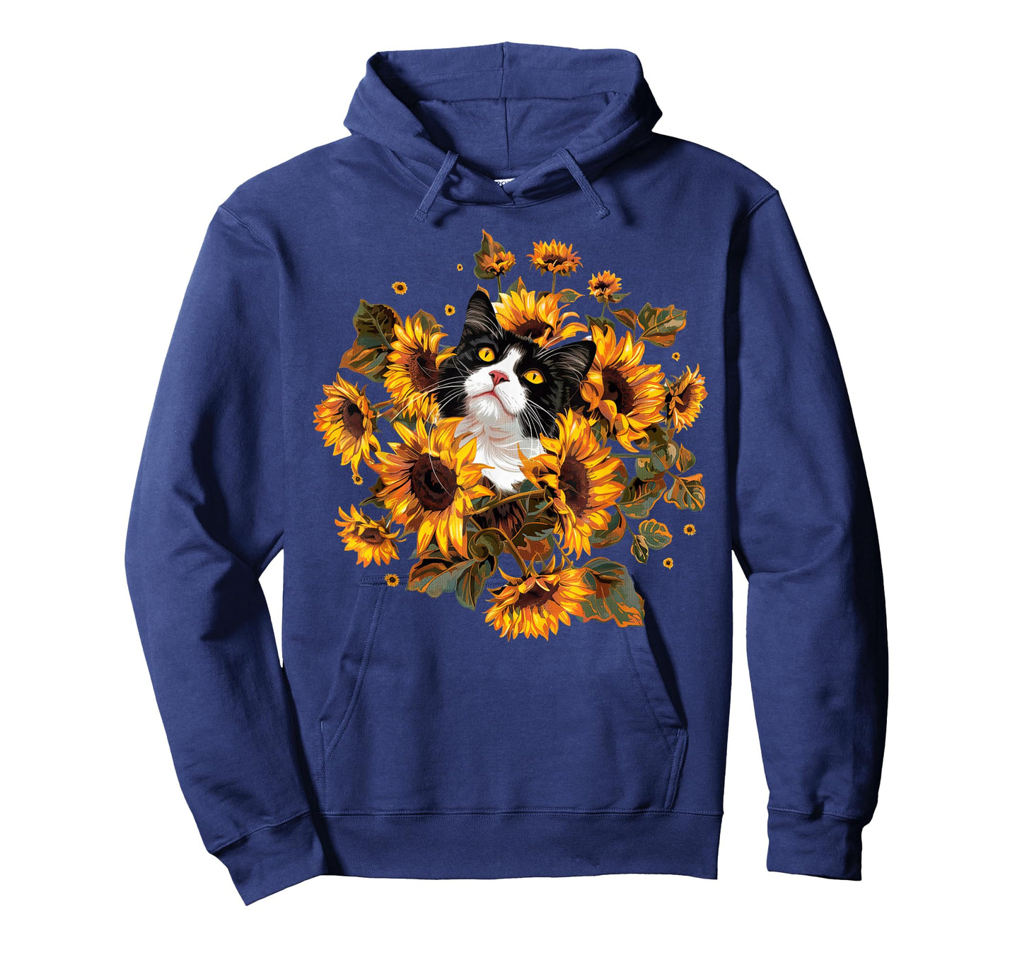Retro Tuxedo Cat With Sunflower Cute Kitten Lover Gardening T-Shirt