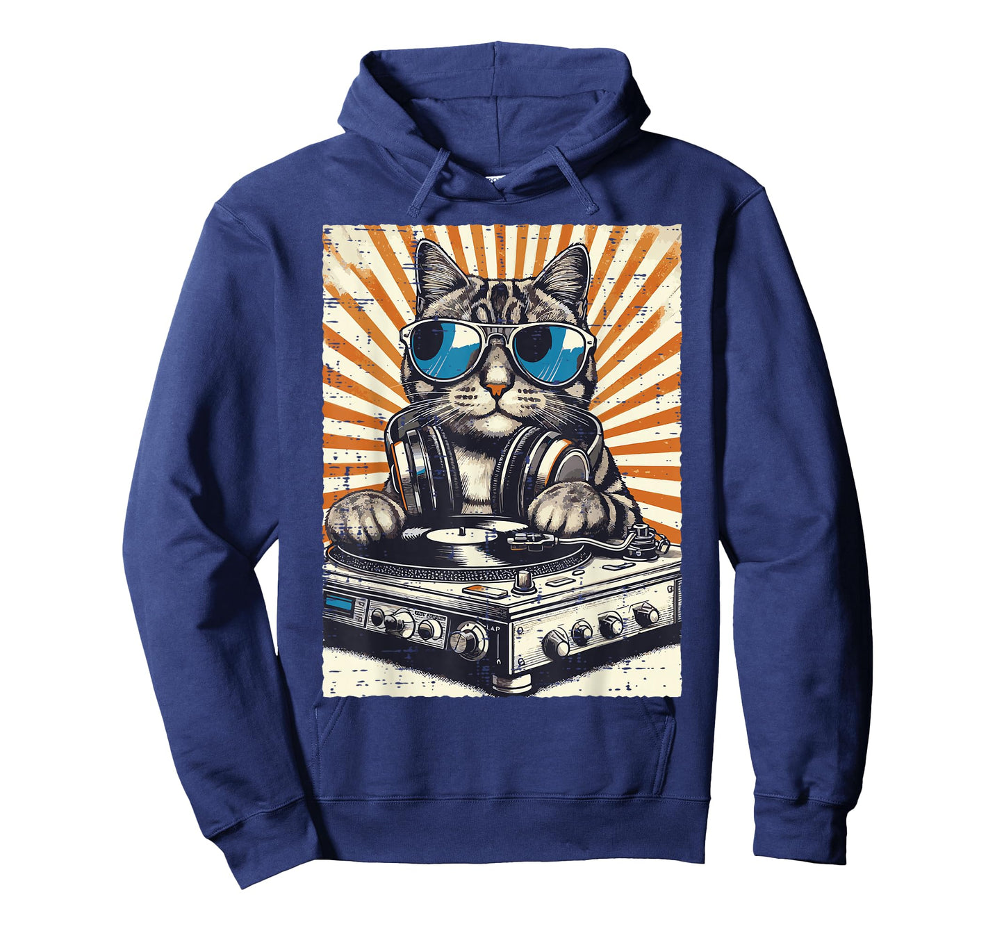 Cat Dj Headphone Turntable Vintage Music EDM Men Women Kids T-Shirt