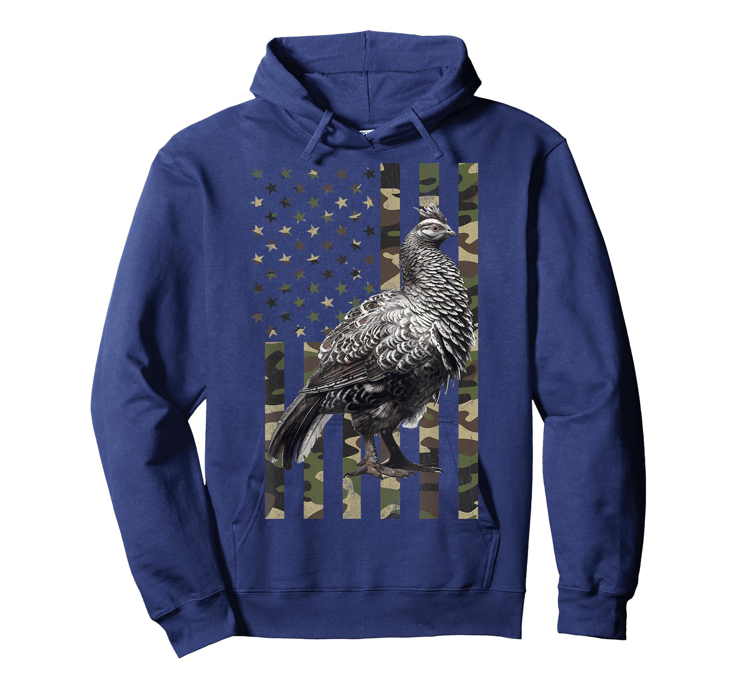 Grouse Hunting, Camo American Flag with a Grouse T-Shirt