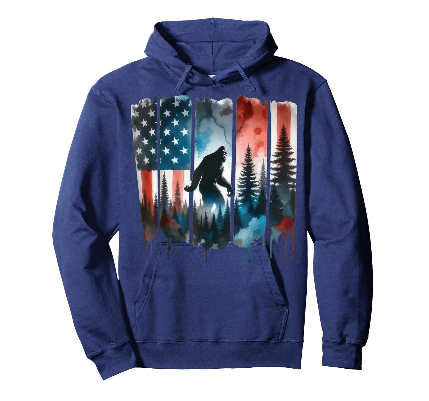 Bigfoot American Flag Sasquatch Patriotic 4th of July T-Shirt