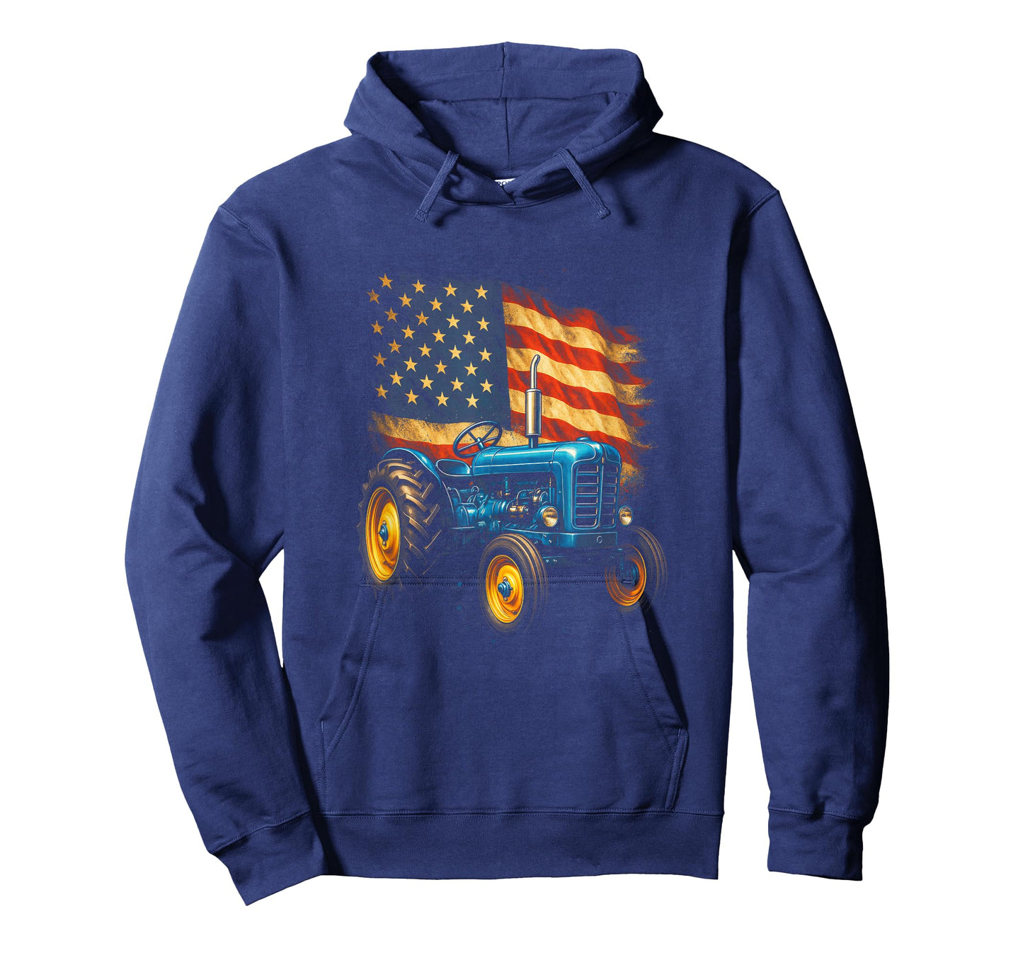 Vintage Tractor with American Flag - Patriotic Farm USA T-Shirt