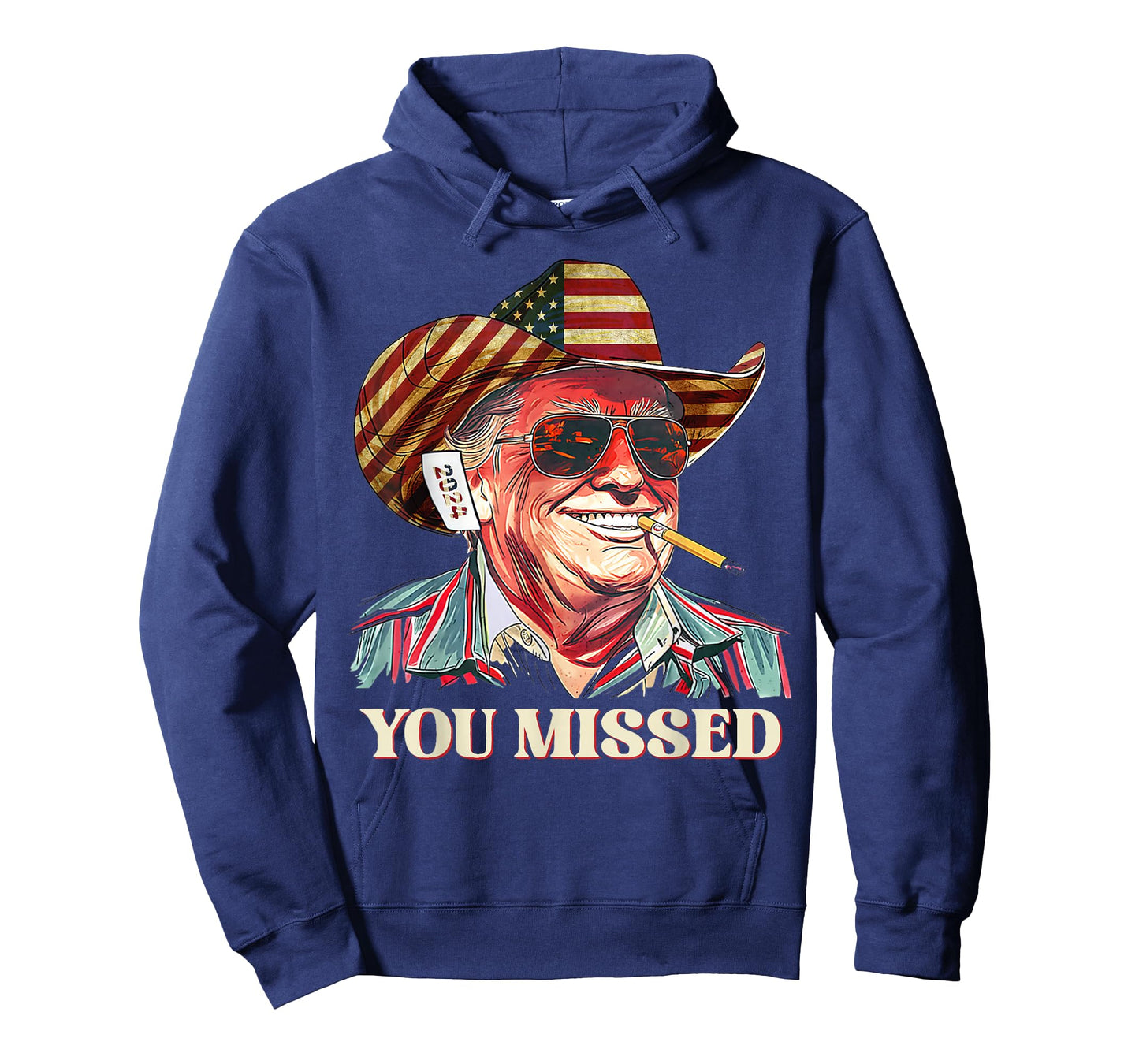 Western Trump Cowboy You Missed American Flag Cowboy hat T-Shirt