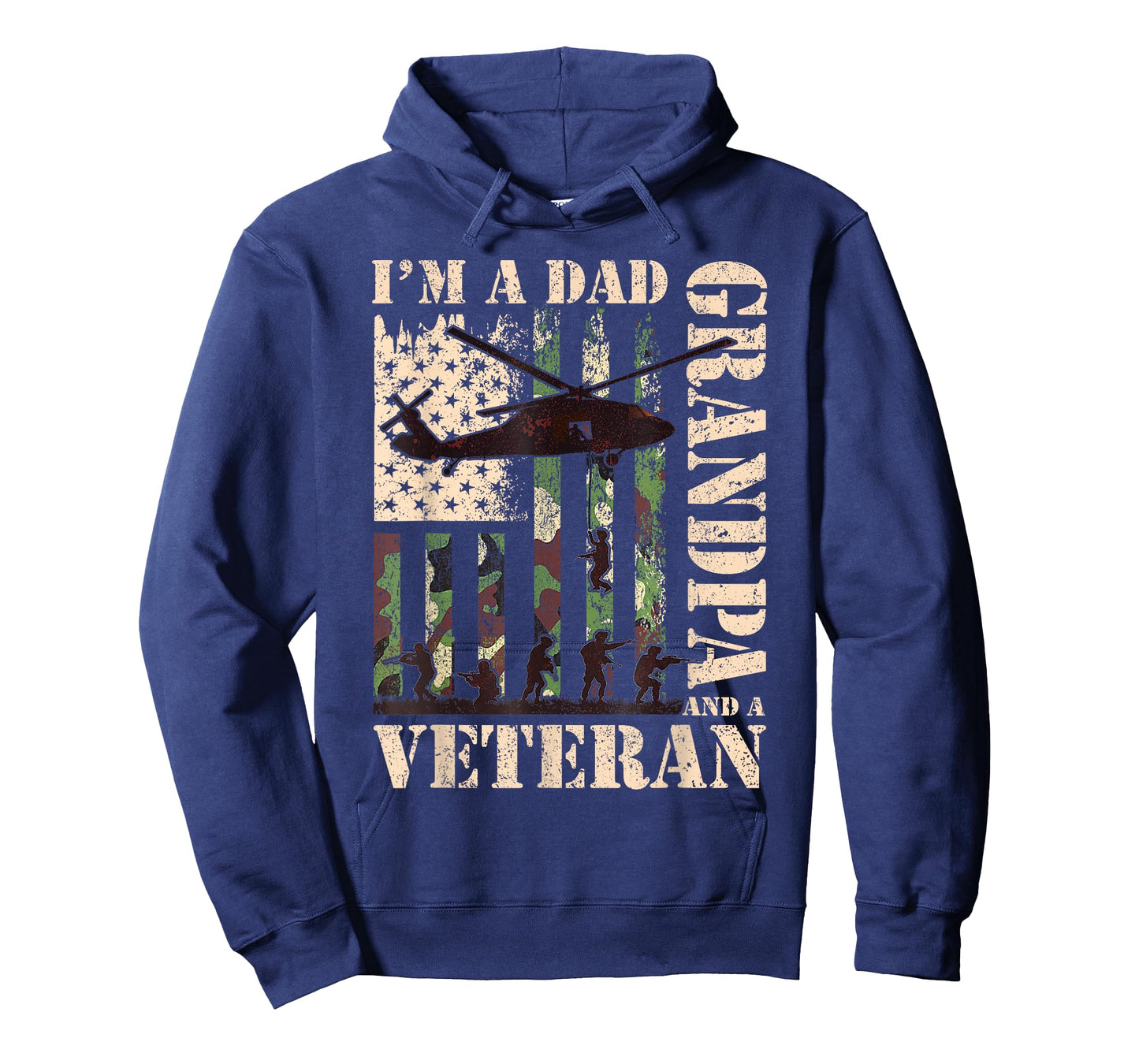 Grandpa Veteran Fathers Day Dad Veteran Camo American Flag T-Shirt