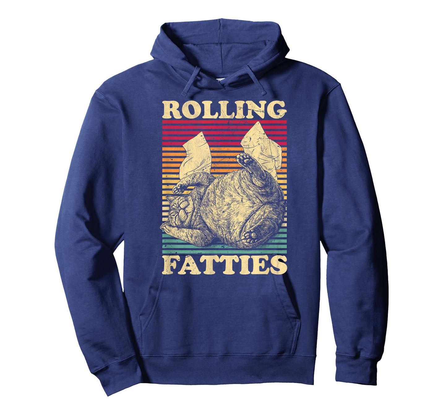 Rolling Fatties Cat Funny Cute Cat Lover Retro Black T-Shirt