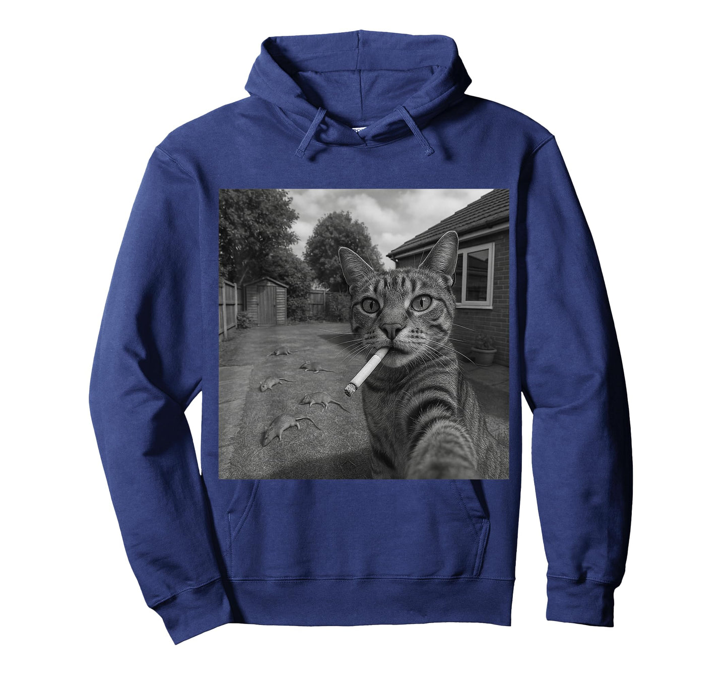 Funny Selfie Cat with Cigarette and Defeated Rats T-Shirt