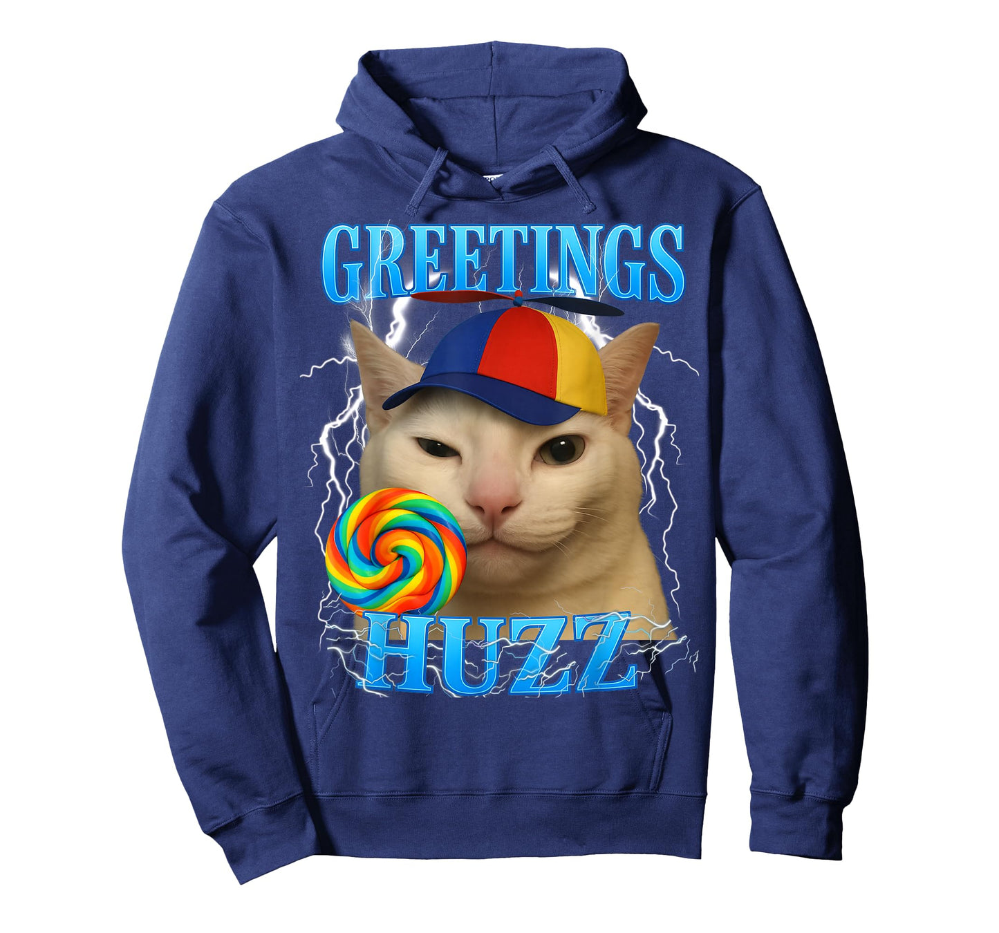 Greetings Huzz Cat Silly Funny Cat Meme Men Women Graphic T-Shirt