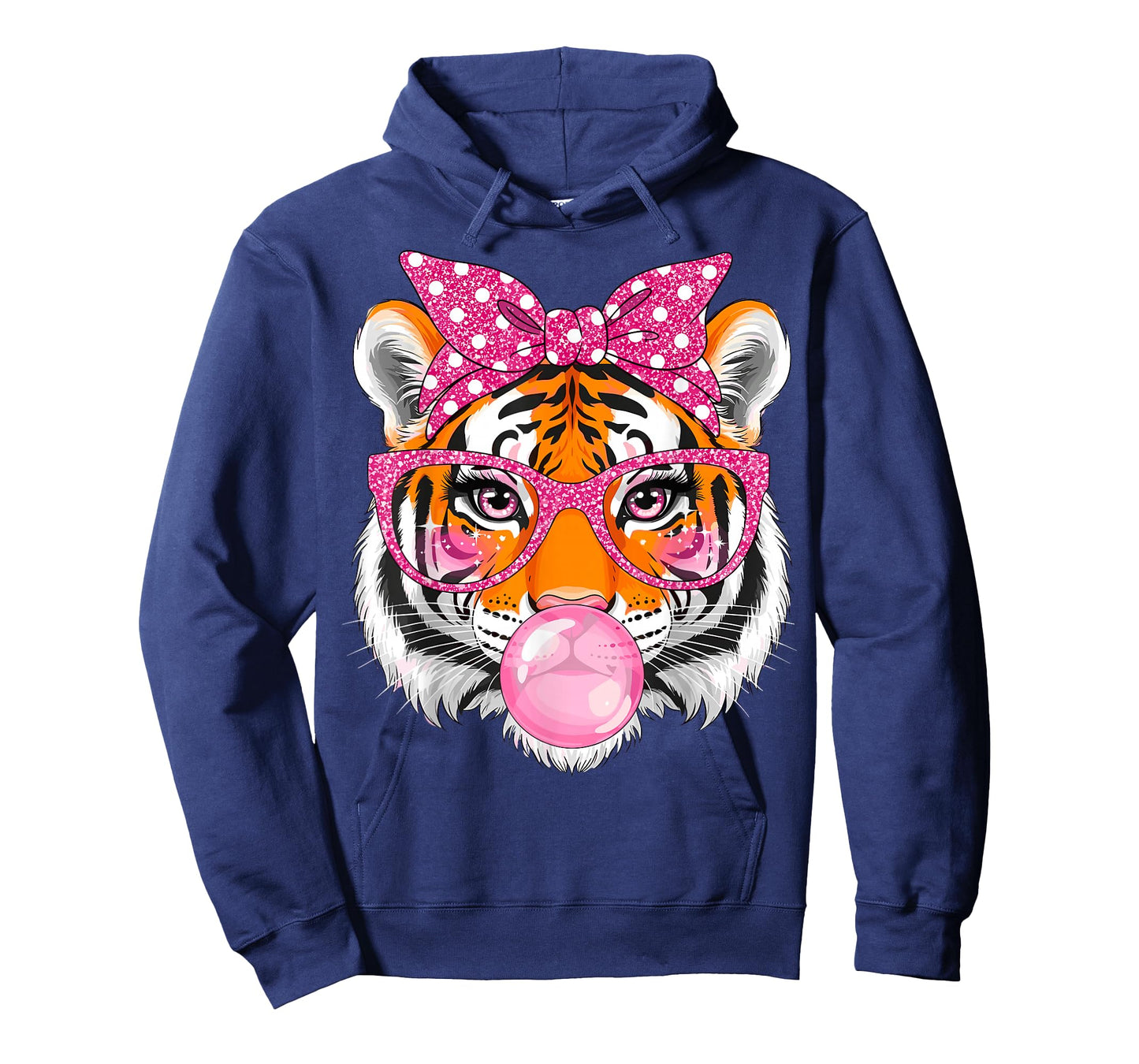 Tiger with Glasses Bubblegum and Pink Bow T-Shirt