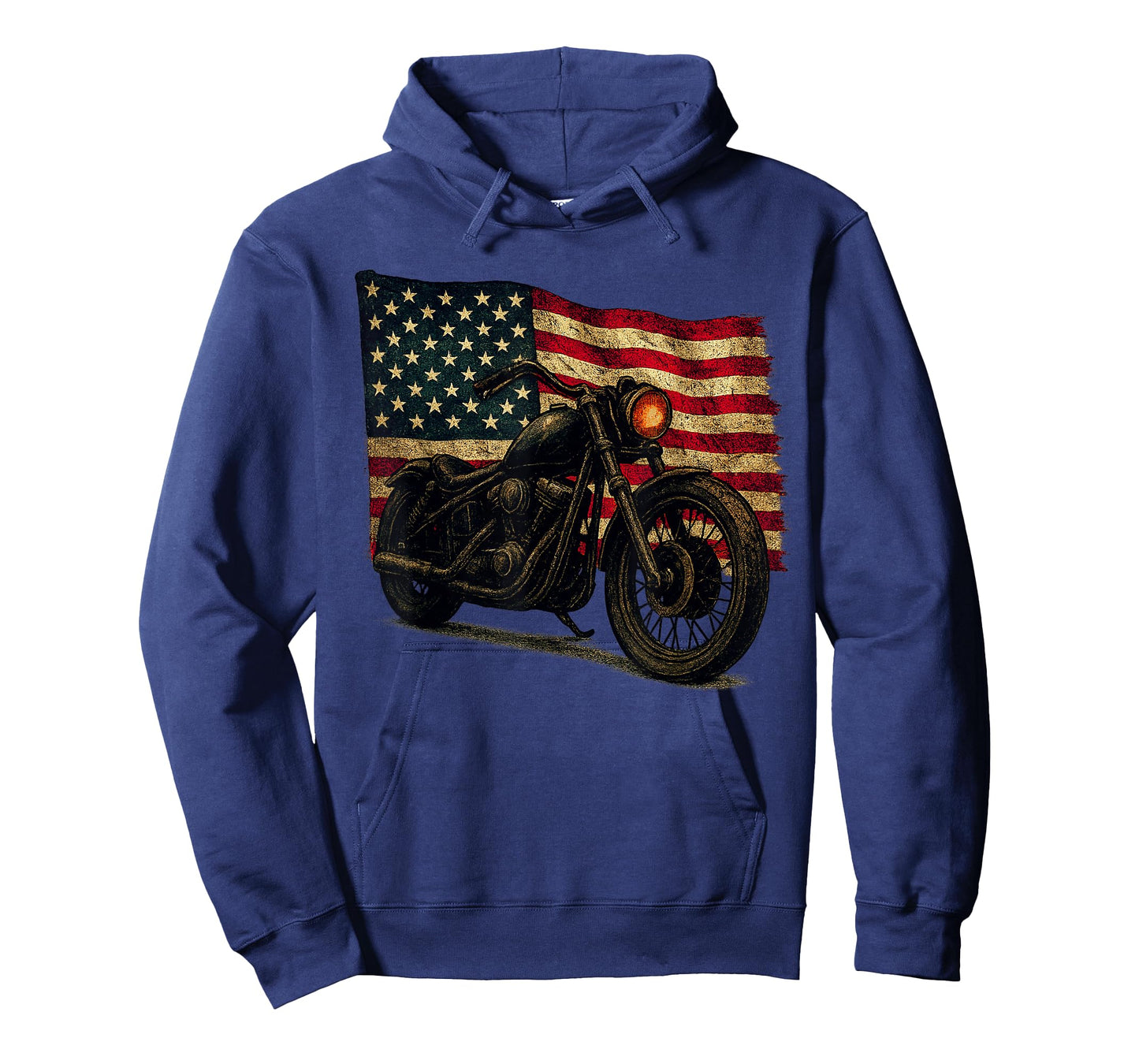 Vintage USA Flag Motorcycle American Biker Retro Distressed T-Shirt