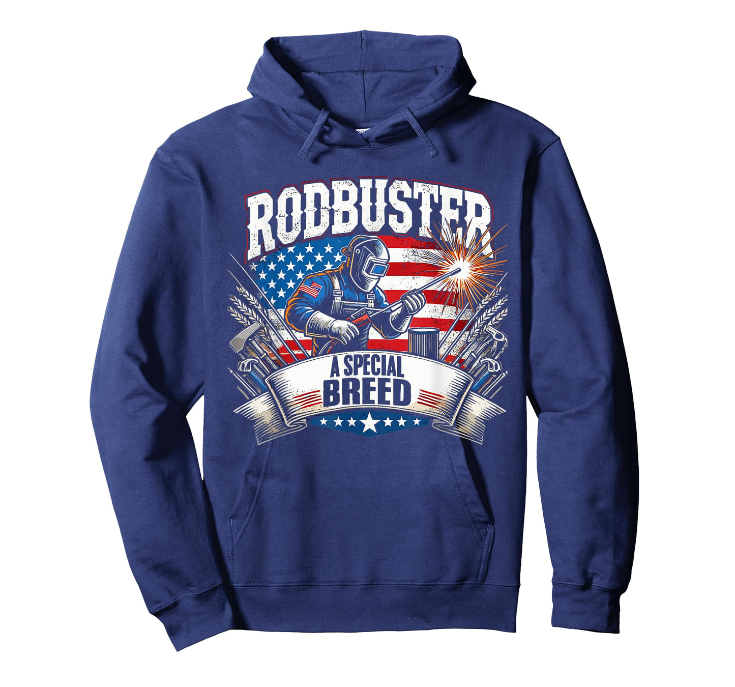 Rodbuster American Welder Flag Iron Worker Fun Graphic Art T-Shirt