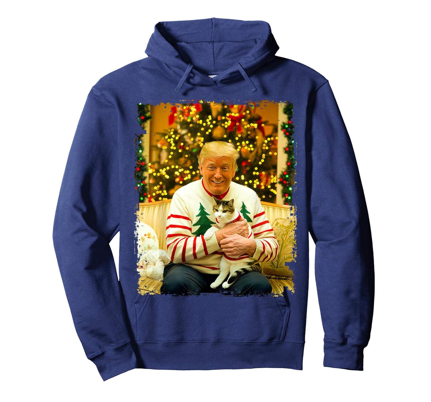 Funny Trump Christmas Sweater for Cat Lovers Xmas Pajamas T-Shirt