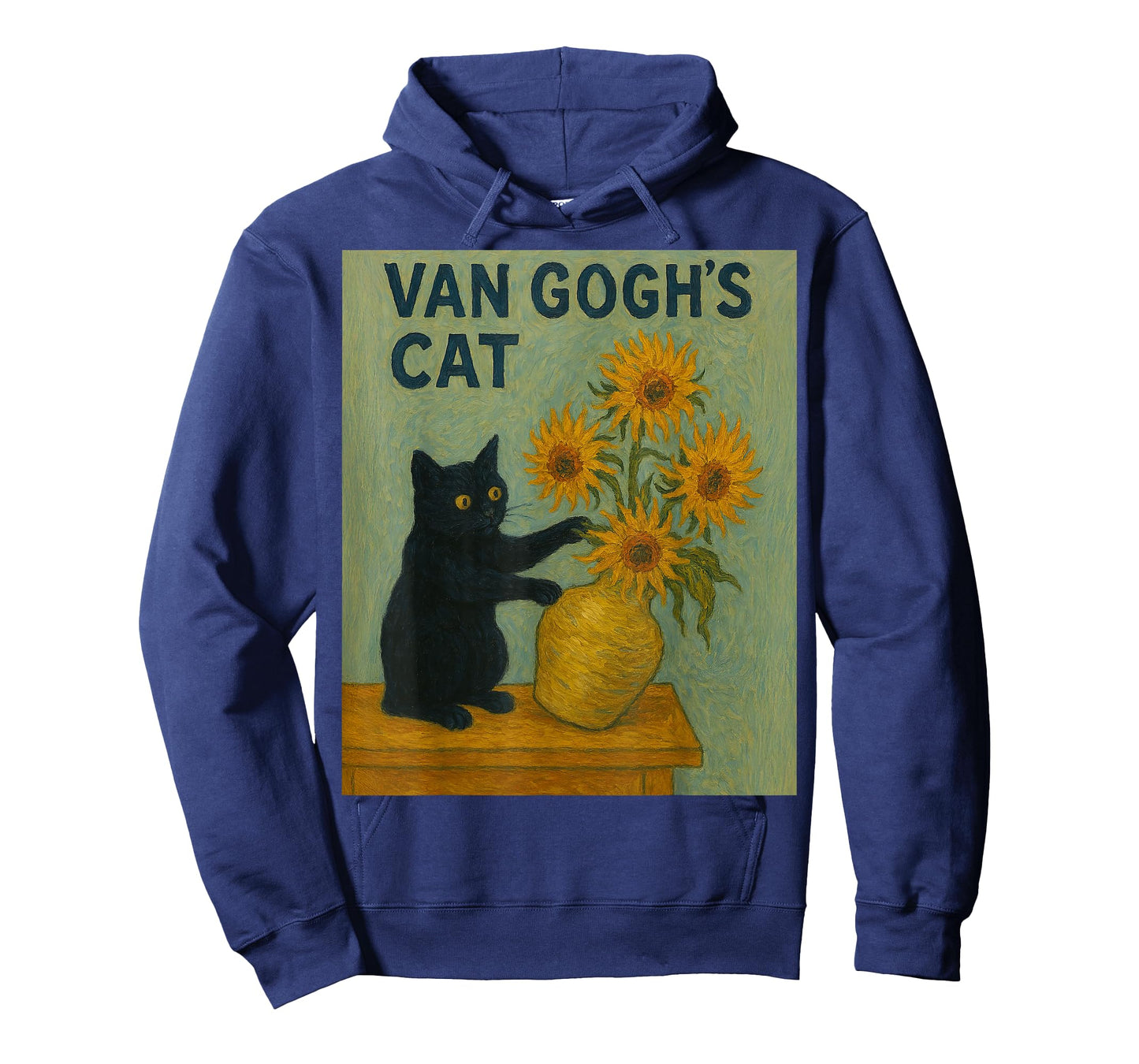 Funny Sunflower Cat Mischief - Art Mashup Van Gogh Painting T-Shirt