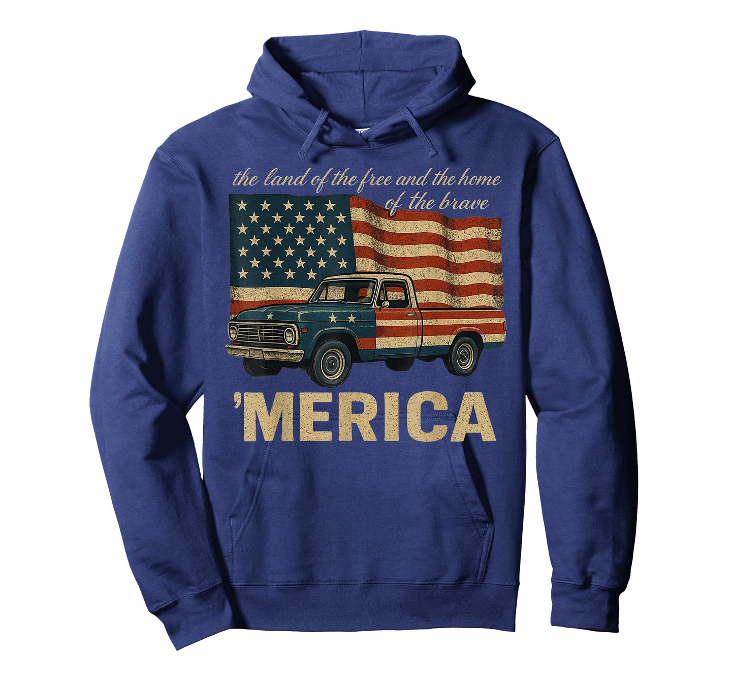Vintage Classic Truck Merica American Flag USA 4th of July T-Shirt