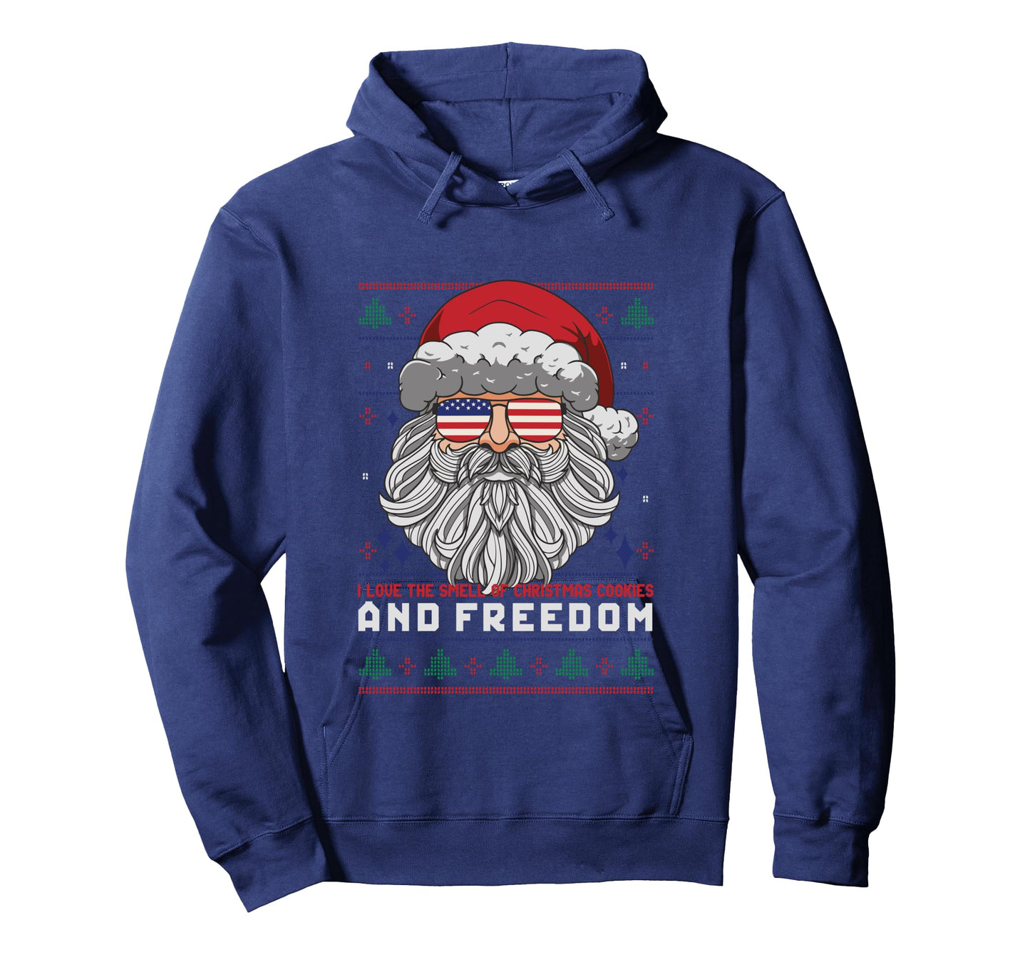 Funny Santa American Flag Freedom Patriotic Merry Christmas Long Sleeve T-Shirt