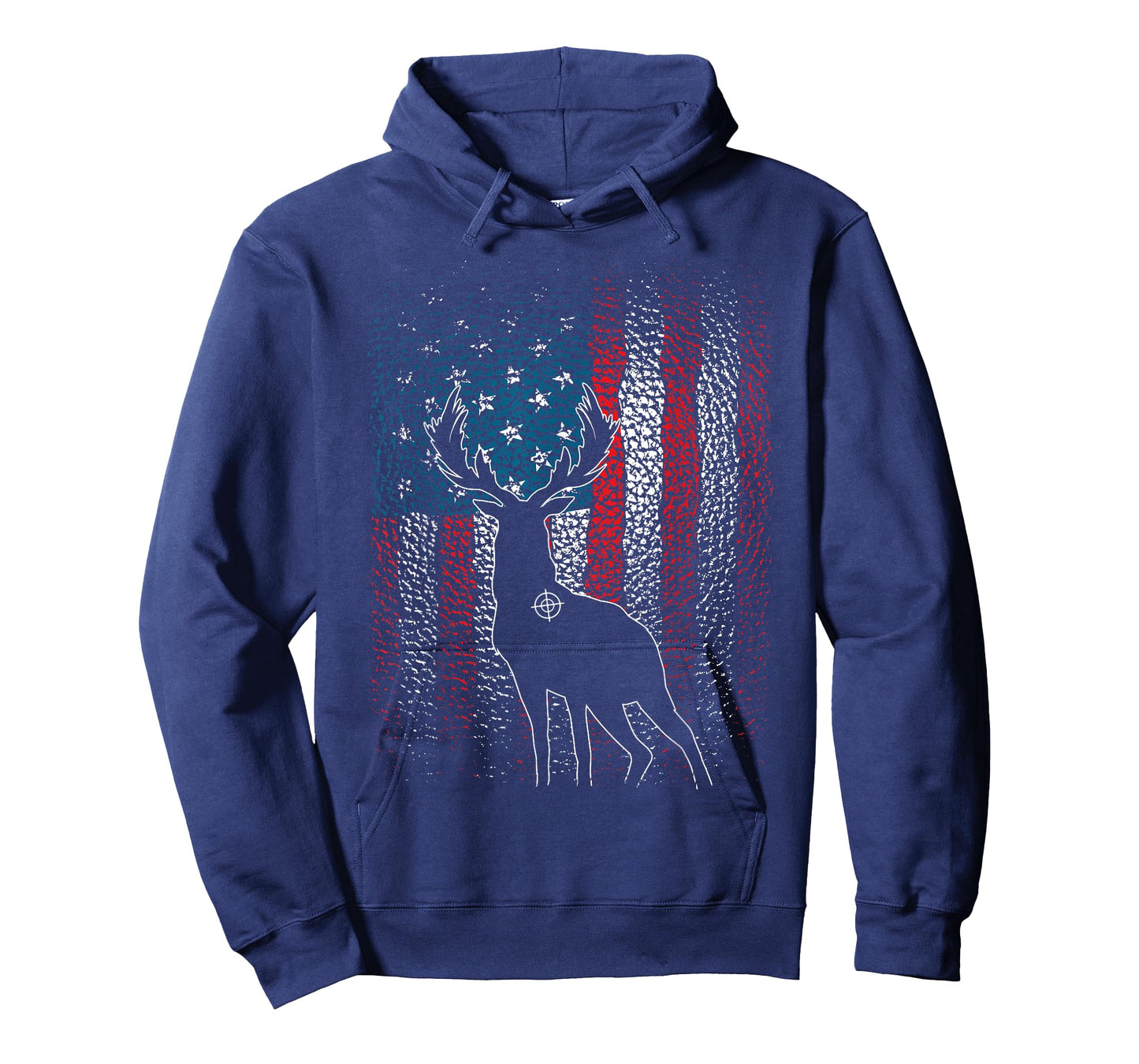 Deer Hunting American Flag Whitetail Buck Antlers Hunter Men T-Shirt