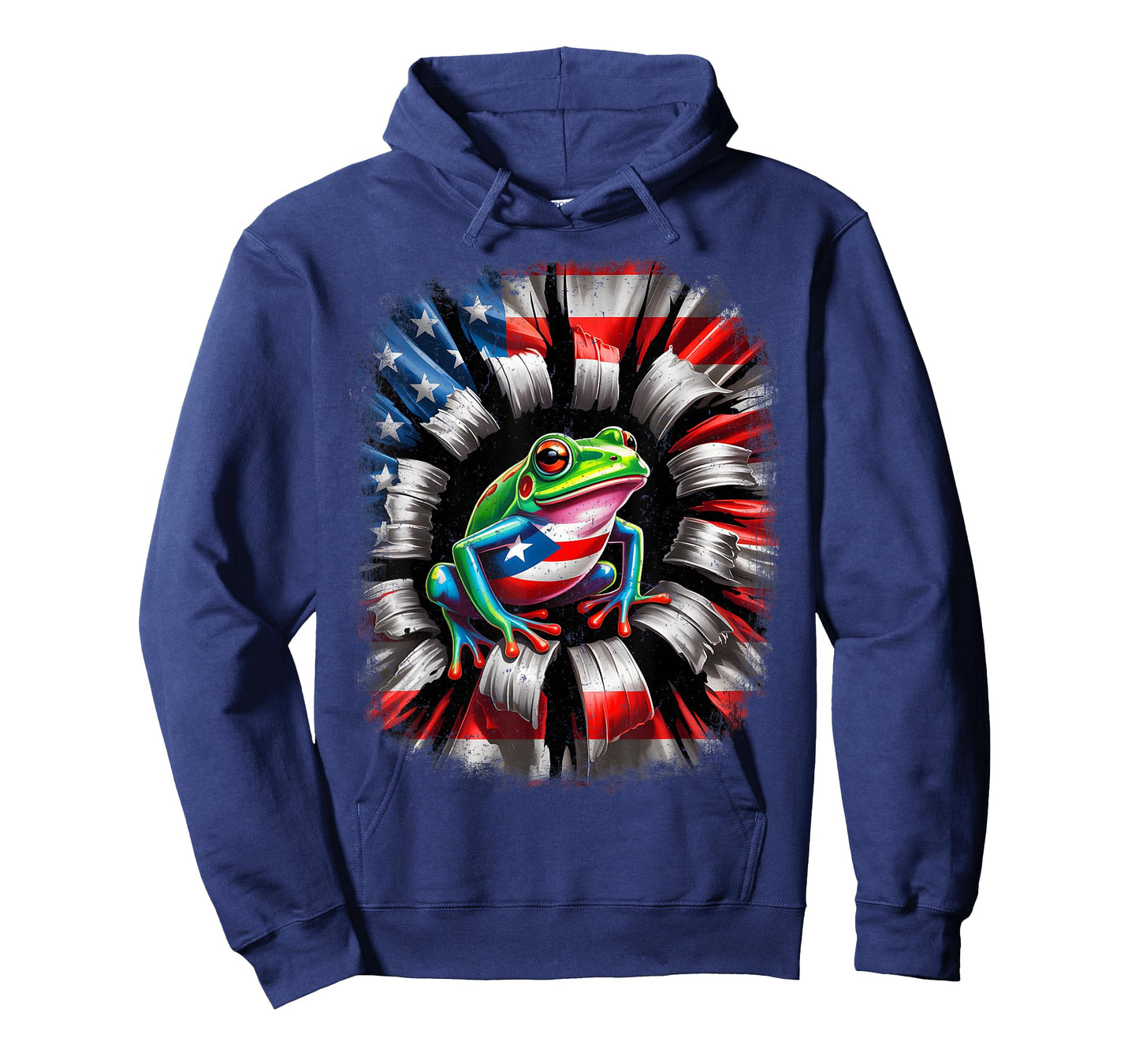 Boricua Puerto Rico Coqui Frog Rips Through American Flag T-Shirt