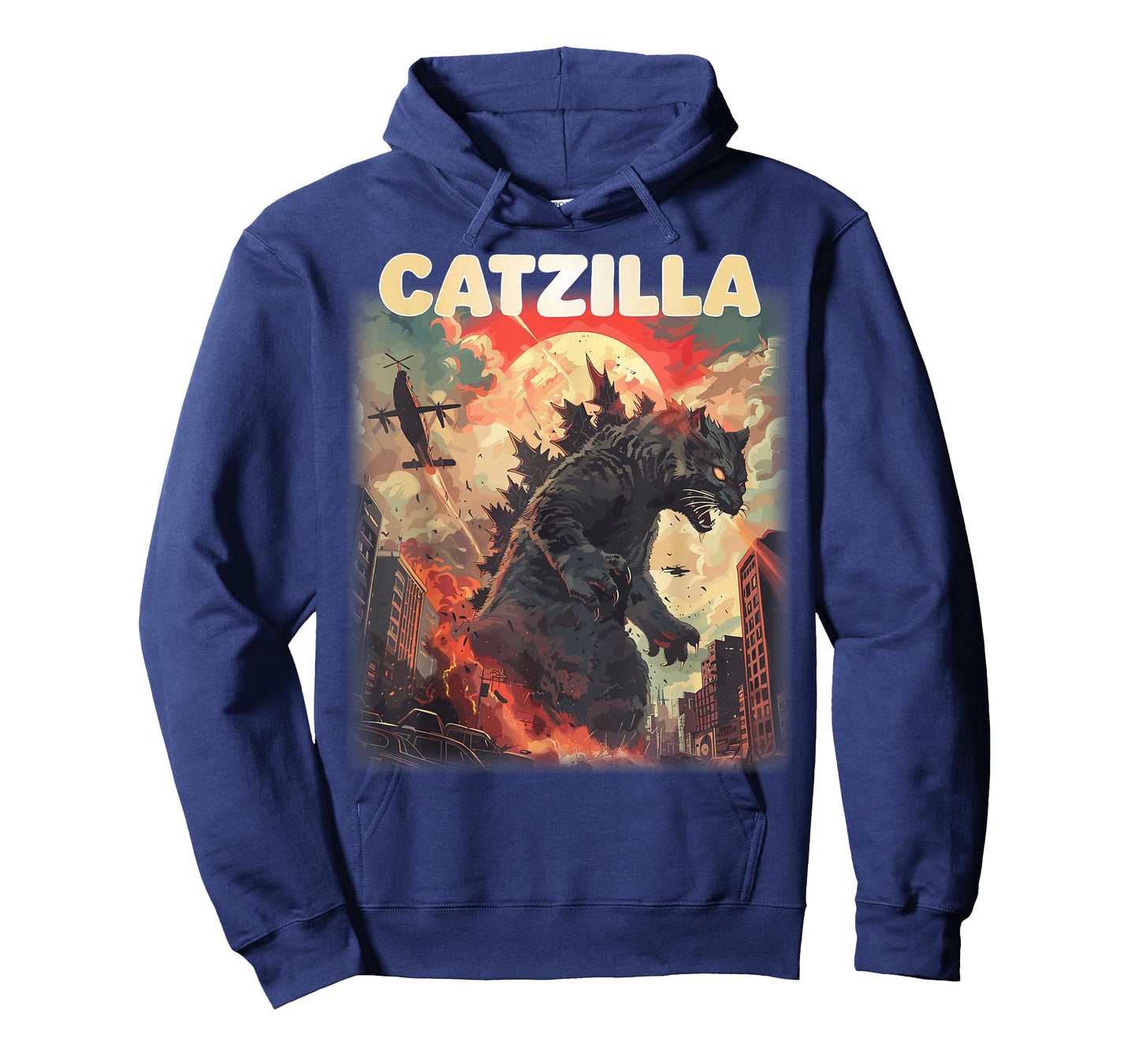 Vintage Catzilla Japanese Sunset Style Cat Kitten Lover T-Shirt
