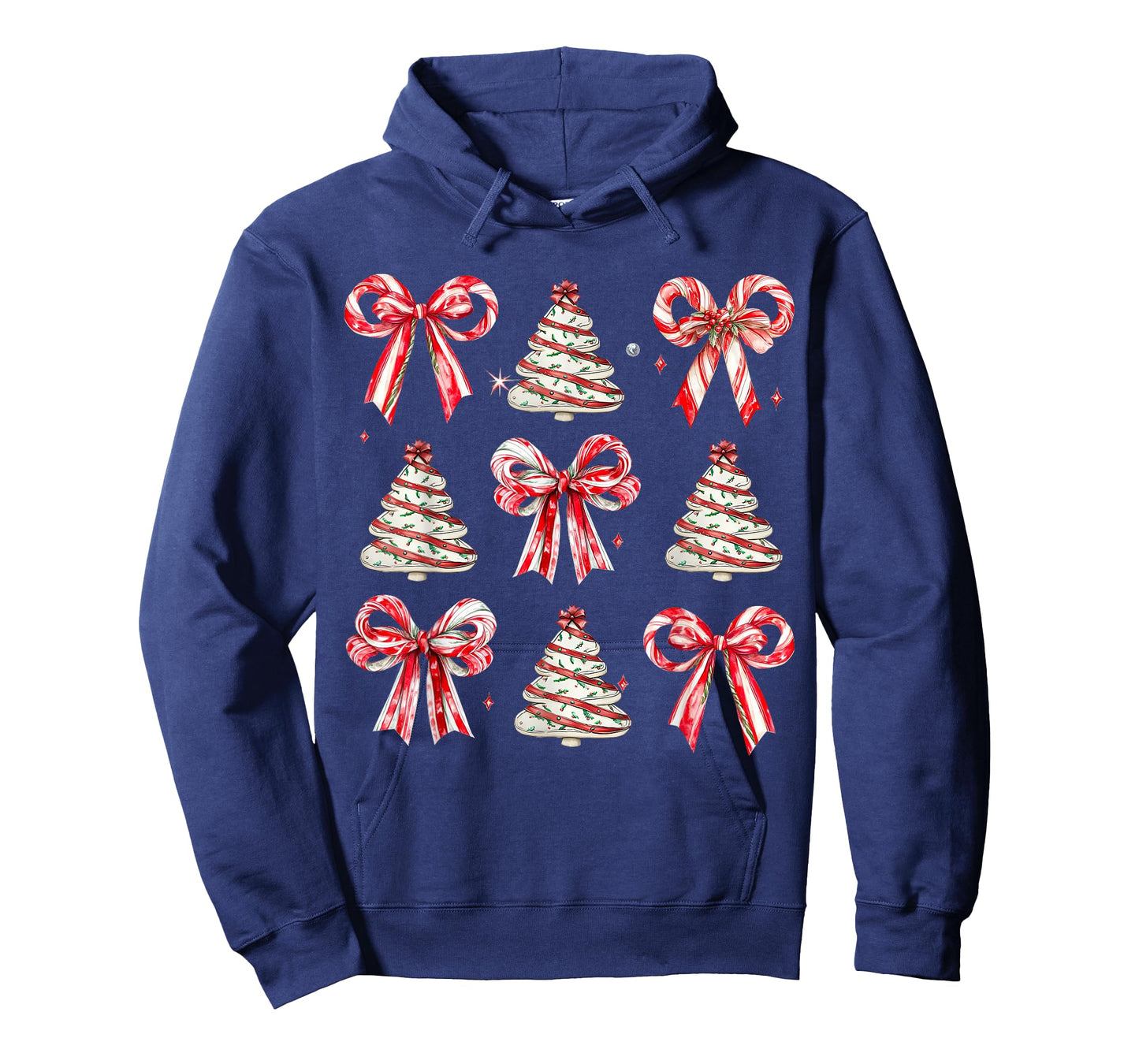 Coquette Bow Tree Cake Candy Cane Merry Christmas T-Shirt