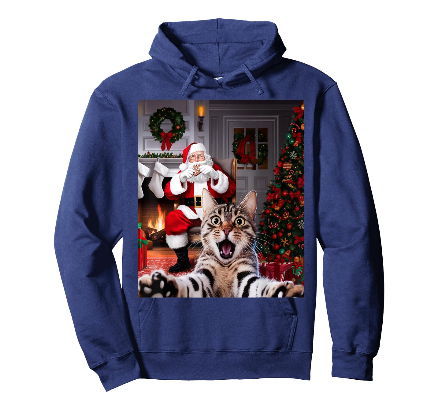 Christmas Funny Cat Selfie with Santa Claus Cute Holiday T-Shirt