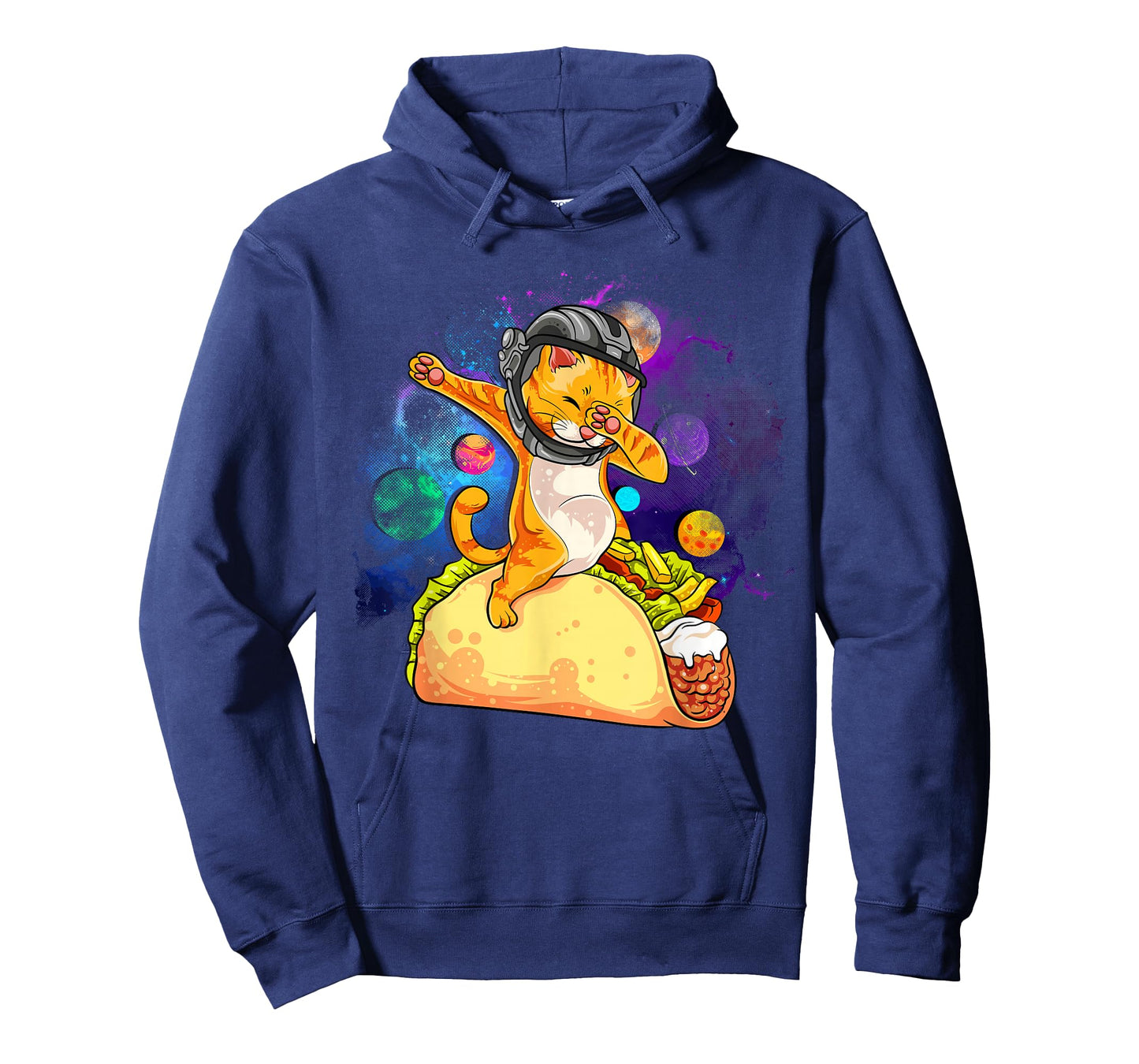 Funny Dabbing Cat Astronaut In Space Riding Taco T-Shirt