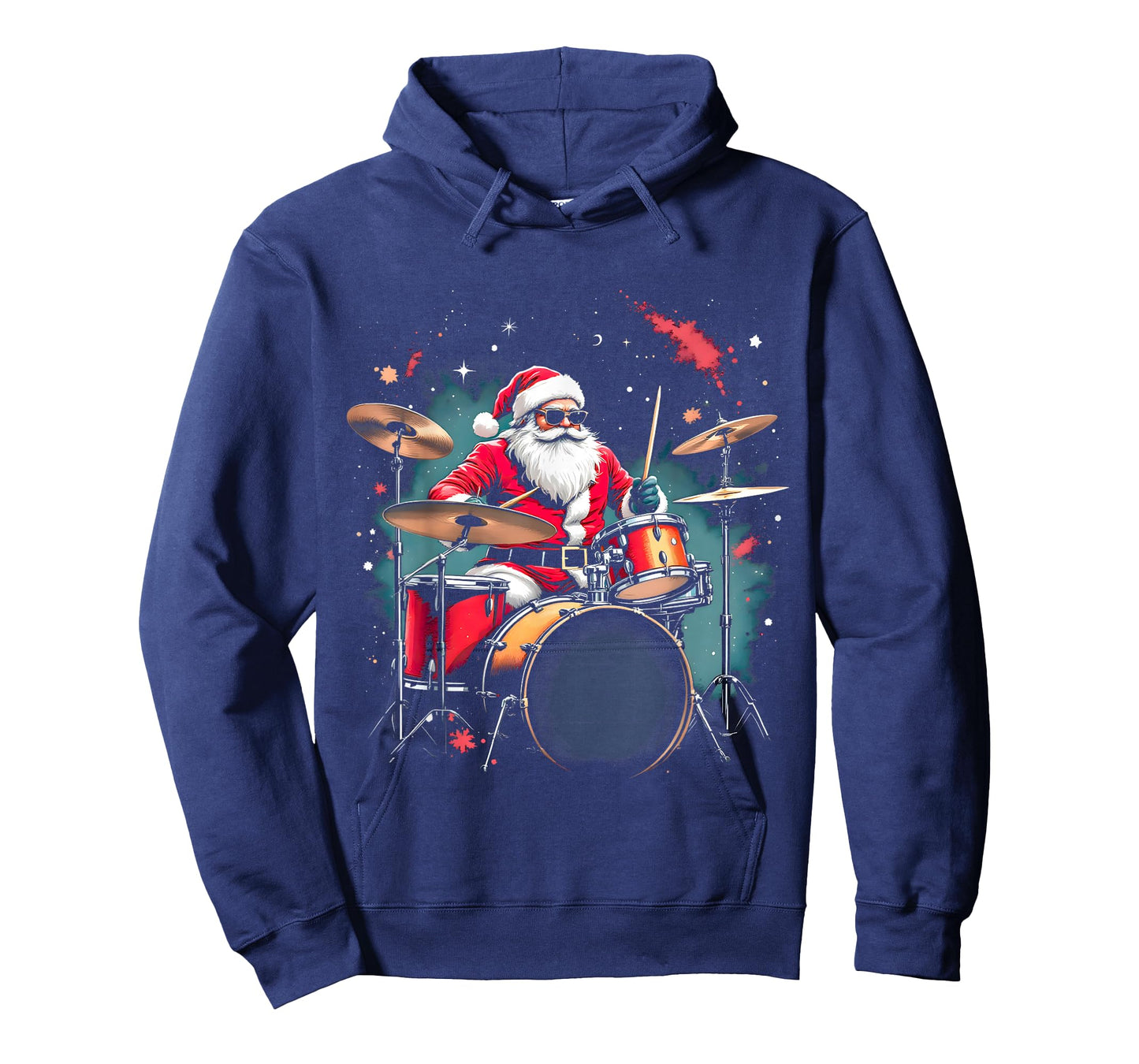 Drummer Santa Playing Drums Funny Christmas Music Lover Boys T-Shirt
