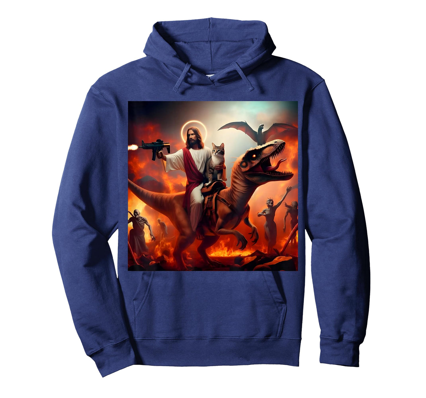 funny jesus art print cat dinosaur T-Shirt