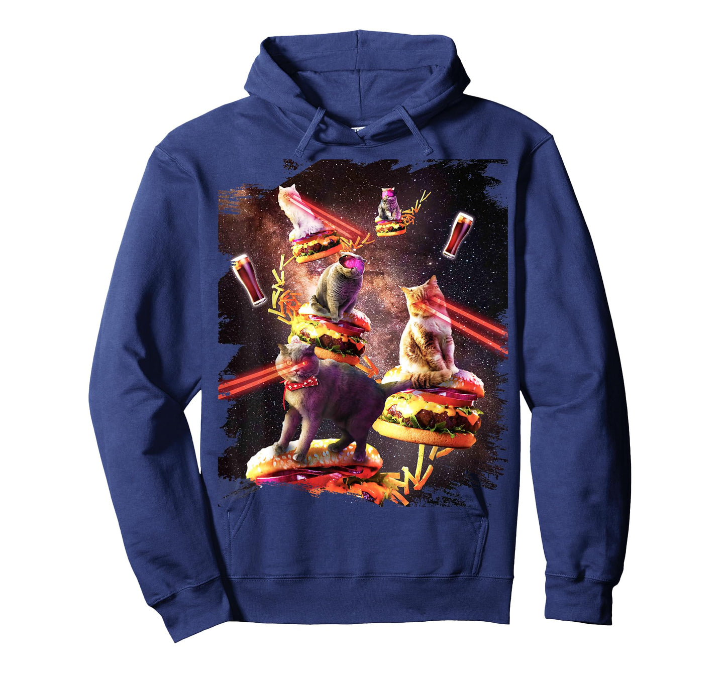 Galaxy Laser Cat On Burger - Space Cheeseburger Cats T-Shirt