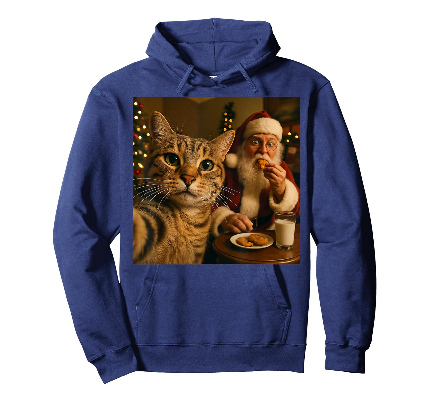 Funny Cat Selfie with Santa Claus Christmas Meme T-Shirt
