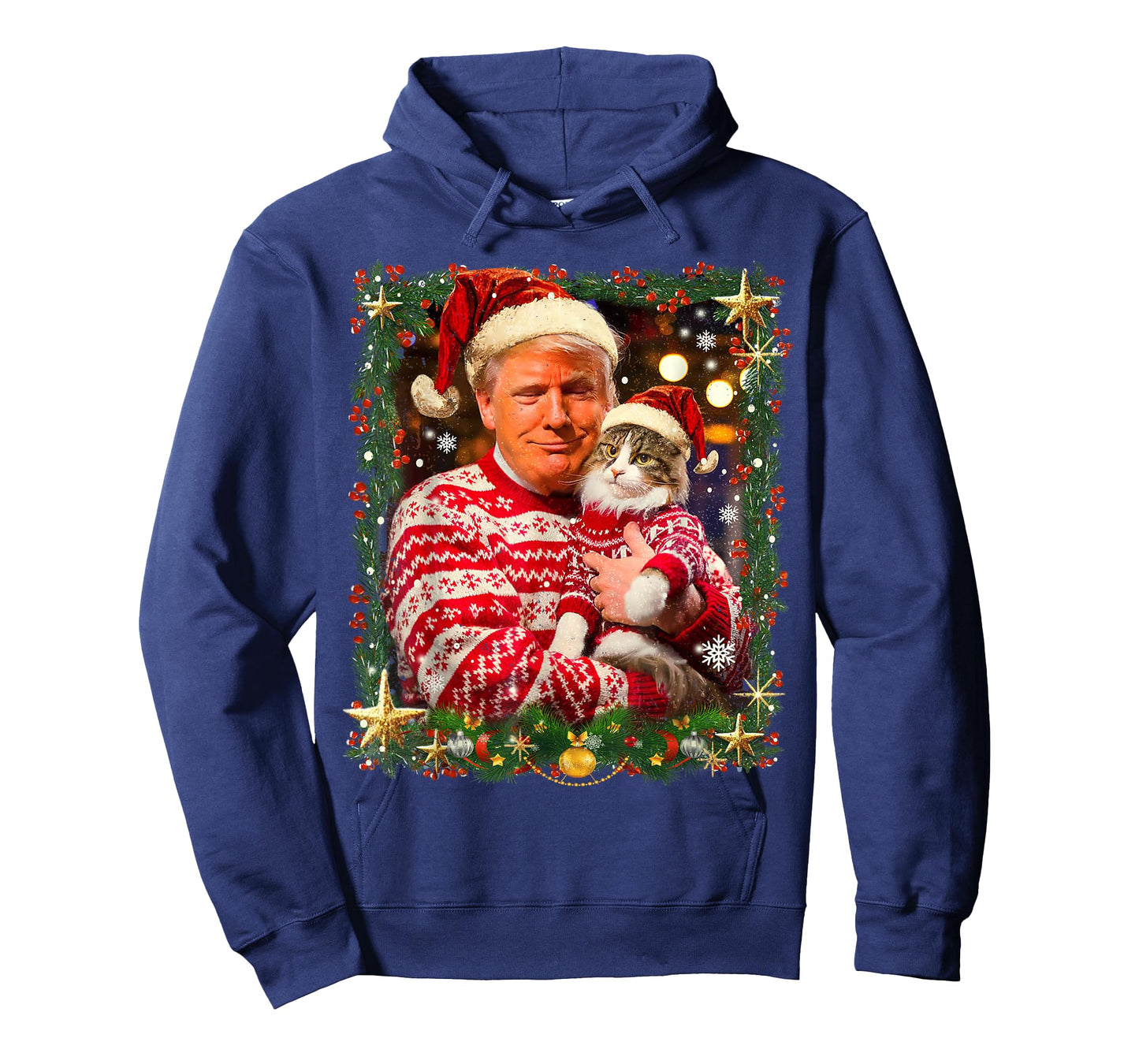 Funny Trump Christmas Sweater for Cat Lovers Xmas Pajamas T-Shirt