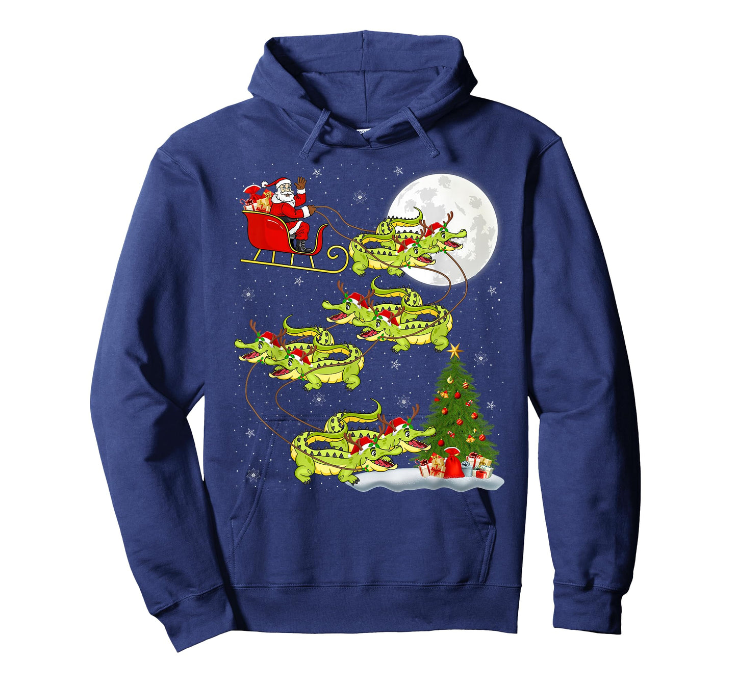 Crocodile Alligators Santa Sleigh Flying Funny Christmas T-Shirt