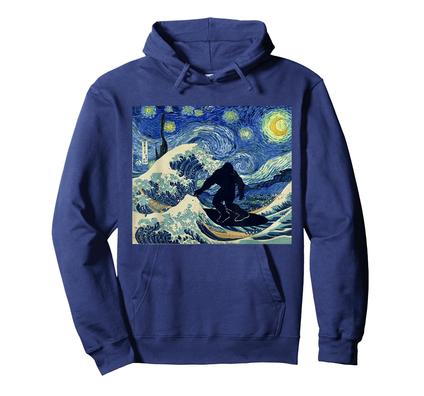 Starry Night Bigfoot Surfing Great Wave Off Kanagawa T-Shirt